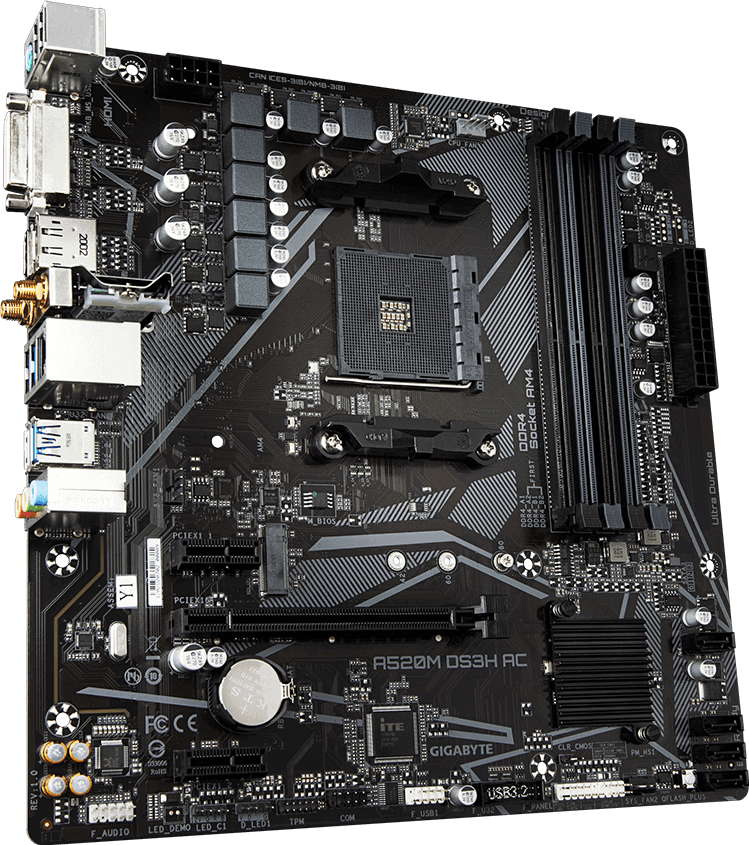 GIGABYTE Motherboard AMD A520 SAM4 Micro-ATX DDR4 Memory 4 Memory Slots A520MDS3HAC1.4 (A520M DS3H AC 1.4) thumbnail