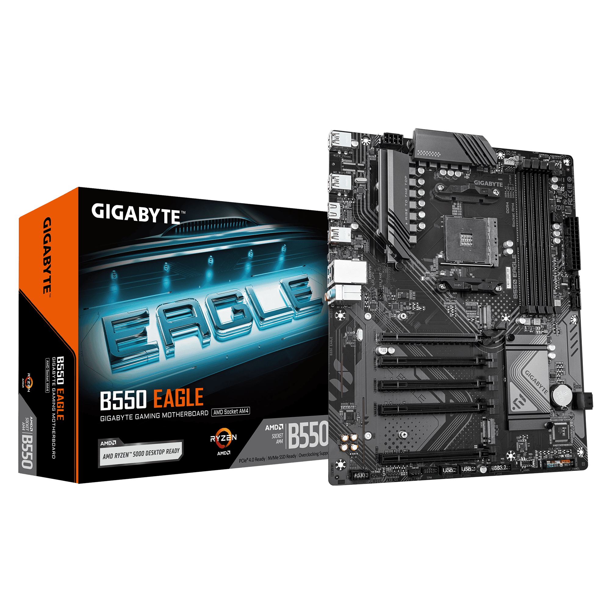 GIGABYTE Motherboard AMD B550 SAM4 ATX DDR4 Memory 4 Memory Slots 4xPCI-Express 3.0 X1 (B550 EAGLE 1.0) thumbnail
