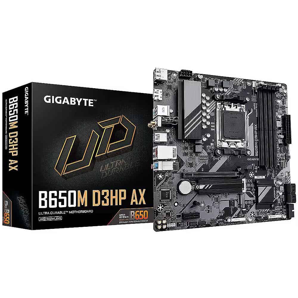 GIGABYTE Motherboard AMD B650 SAM5 Micro-ATX DDR5 Memory 4 Memory Slots B650MD3HPAX1.3 (B650M D3HP AX 1.3) thumbnail