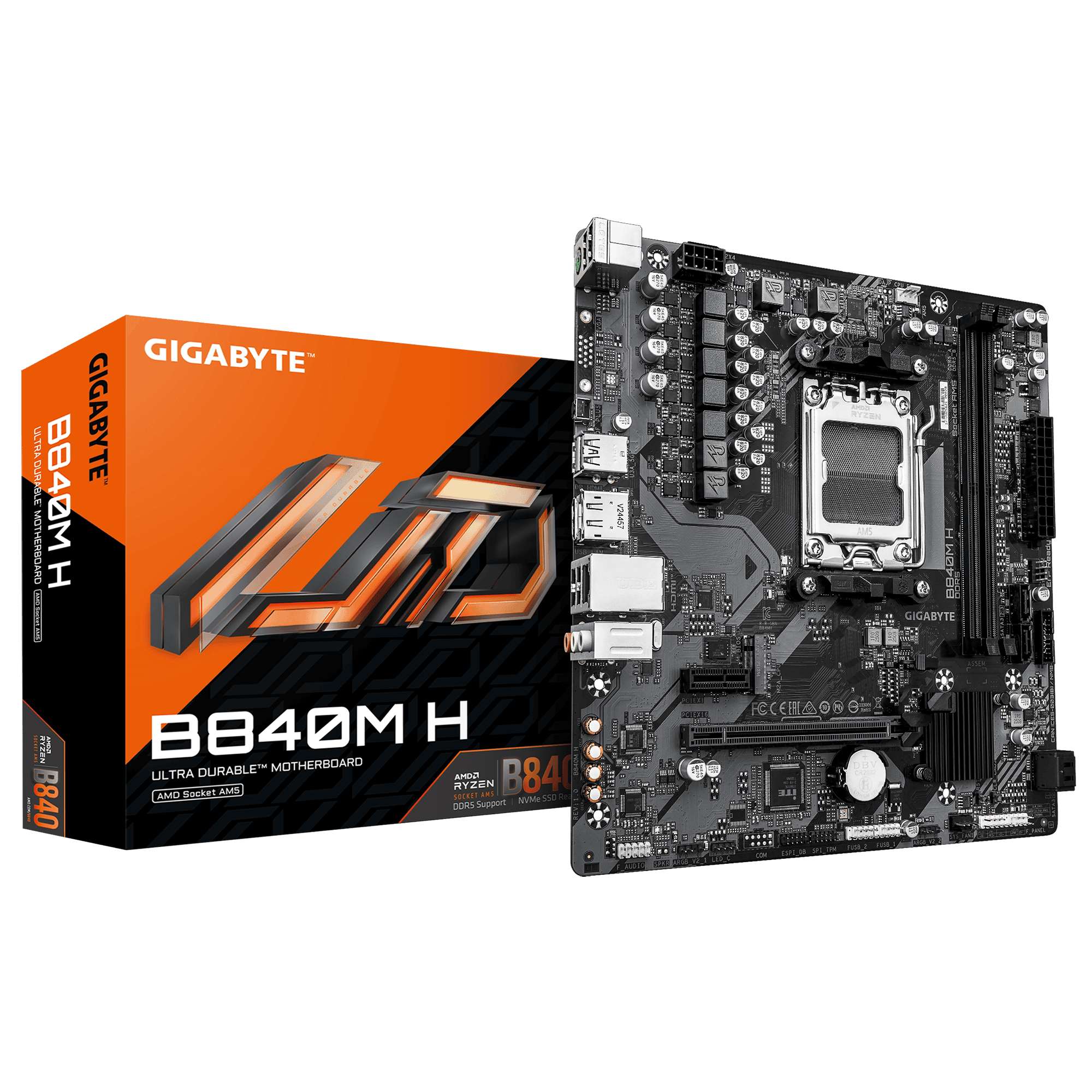 GIGABYTE Motherboard AMD B840 Socket AM5 Micro ATX DDR5 SDRAM 2xSlots 2xNumber of M.2 (M) Slots (B840M D2H 1.2) thumbnail