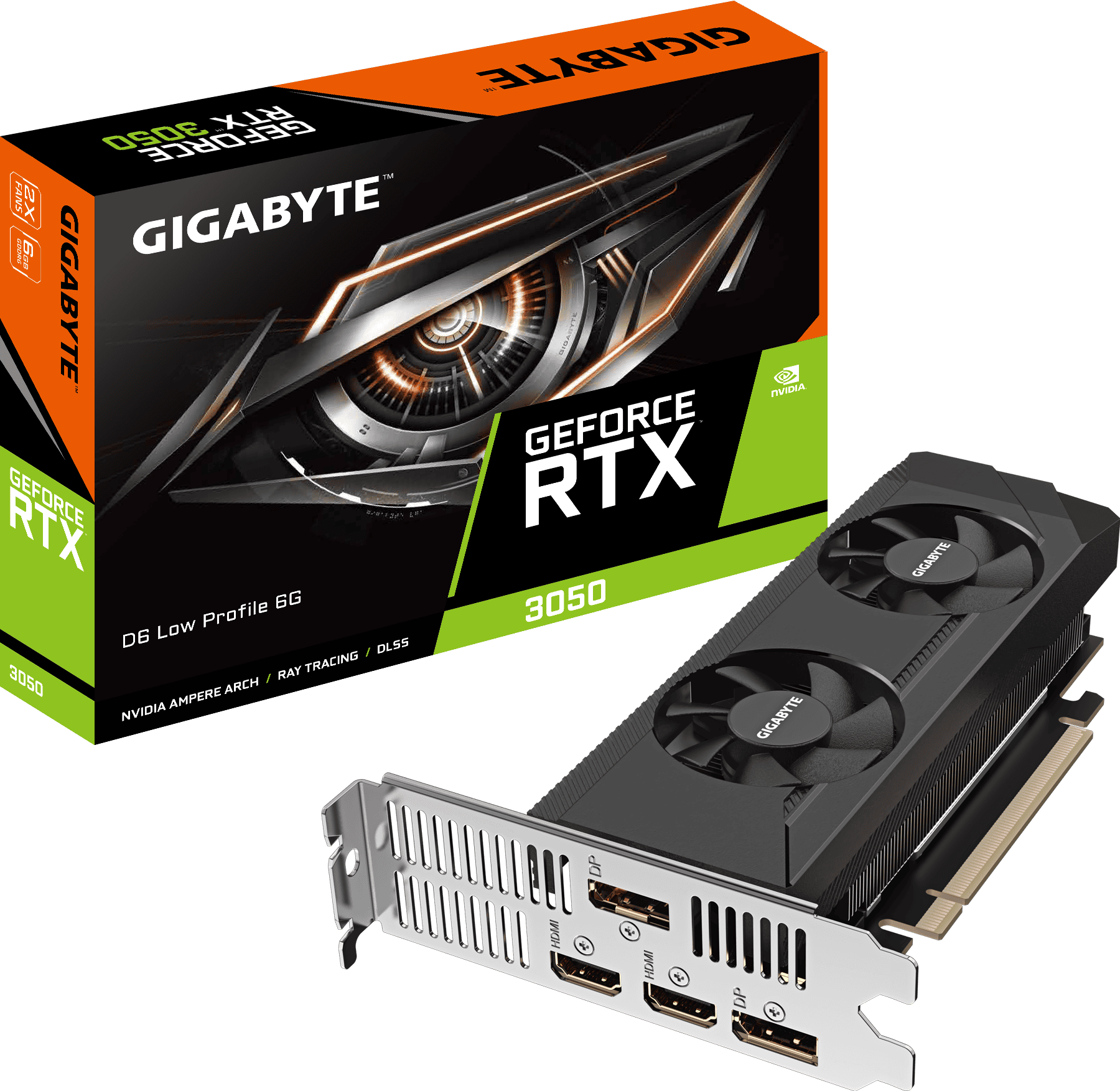 GIGABYTE Graphics Card NVIDIA GeForce RTX 3050 1470 MHz 6 GB GDDR6 96-bit PCI Express 4.0 Active (GV-N3050D6-6GL) thumbnail