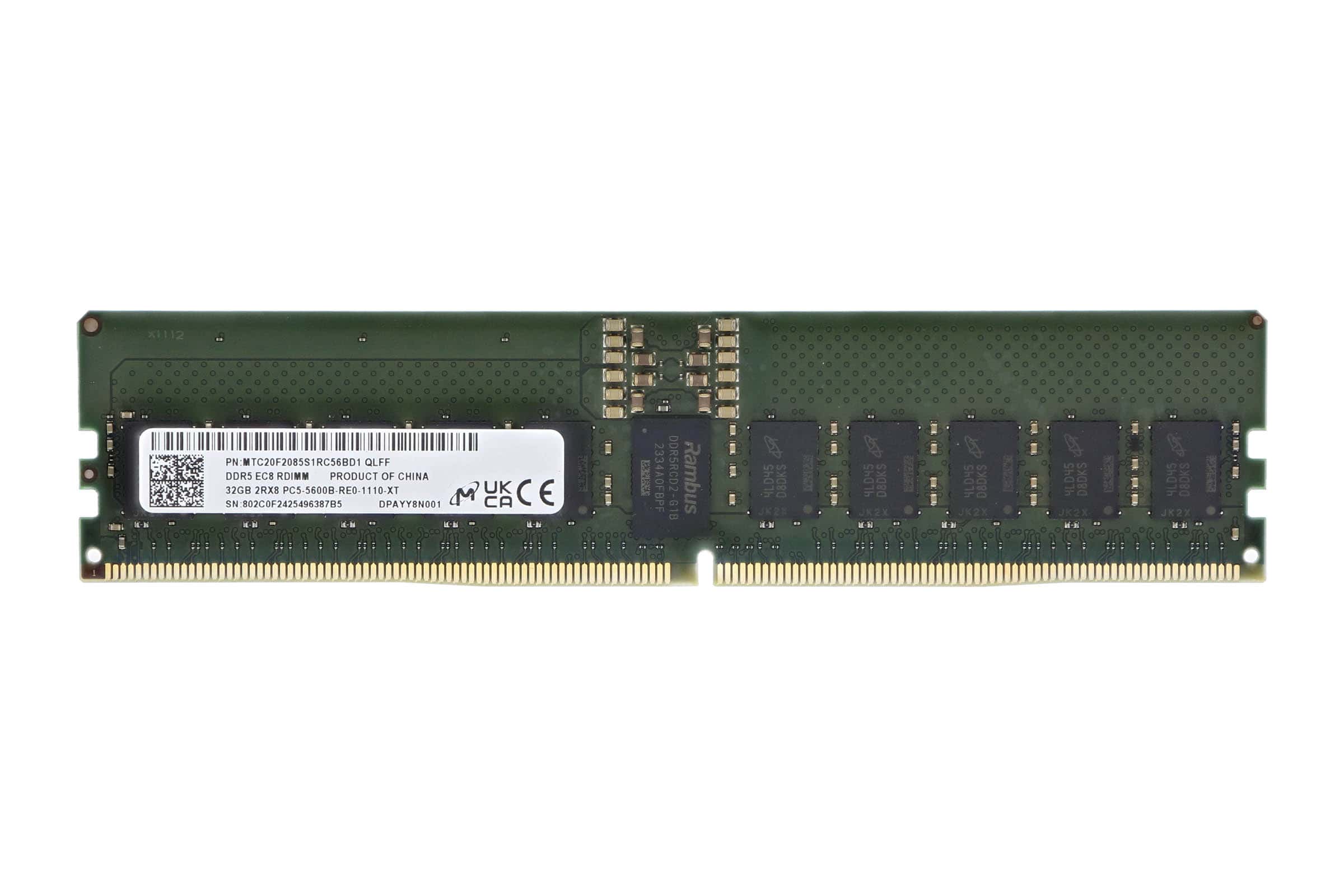 MICRON 32GB (1*32GB) 2RX8 PC5-44800B-R DDR5-5600MHZ RDIMM (MTC20F2085S1RC56BD1) thumbnail
