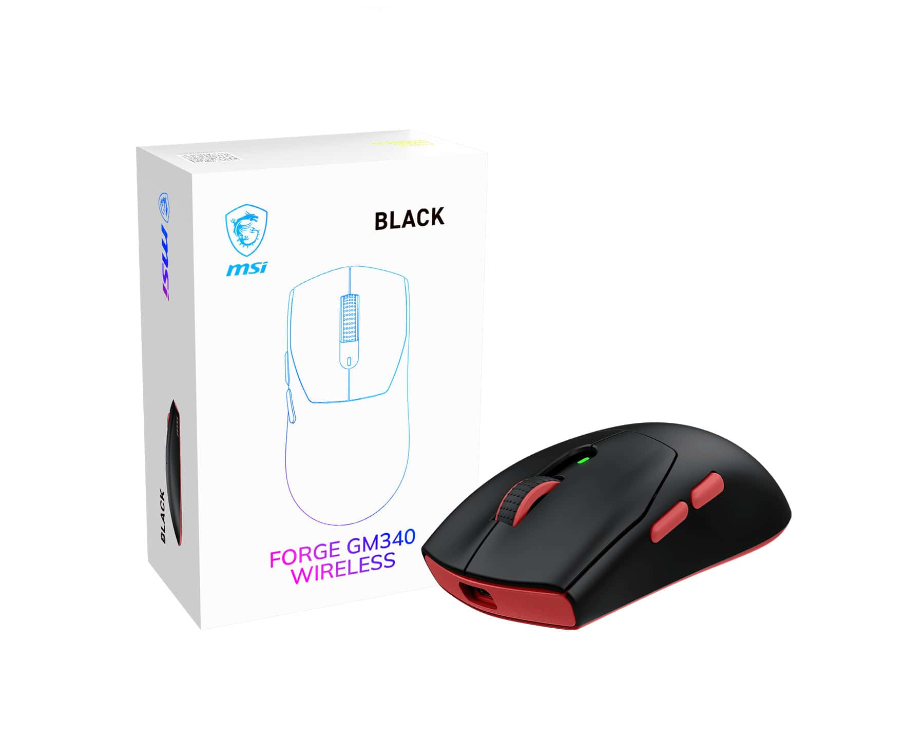MSI Forge Gm340 Wireless Black muis Gamen Ambidextrous RF-draadloos + Bluetooth Optisch 12000 DPI (FORGE GM340 W BLACK) thumbnail