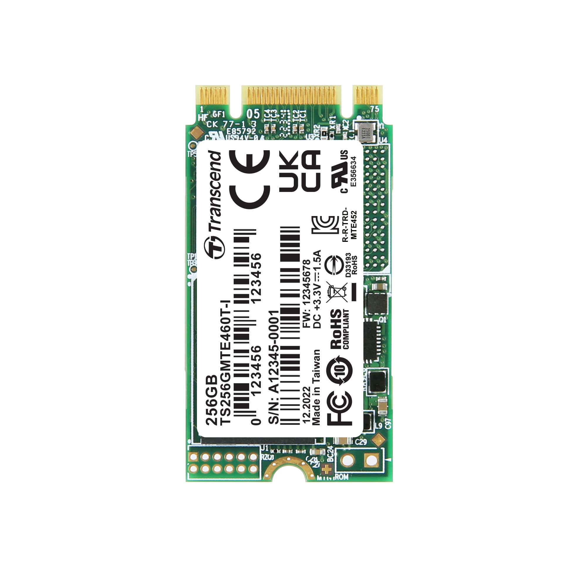 Transcend MTE460T-I 256 GB Interne M.2 PCIe NVMe SSD 2242 3.0 x2 Retail (TS256GMTE460T-I) (TS256GMTE460T-I) thumbnail