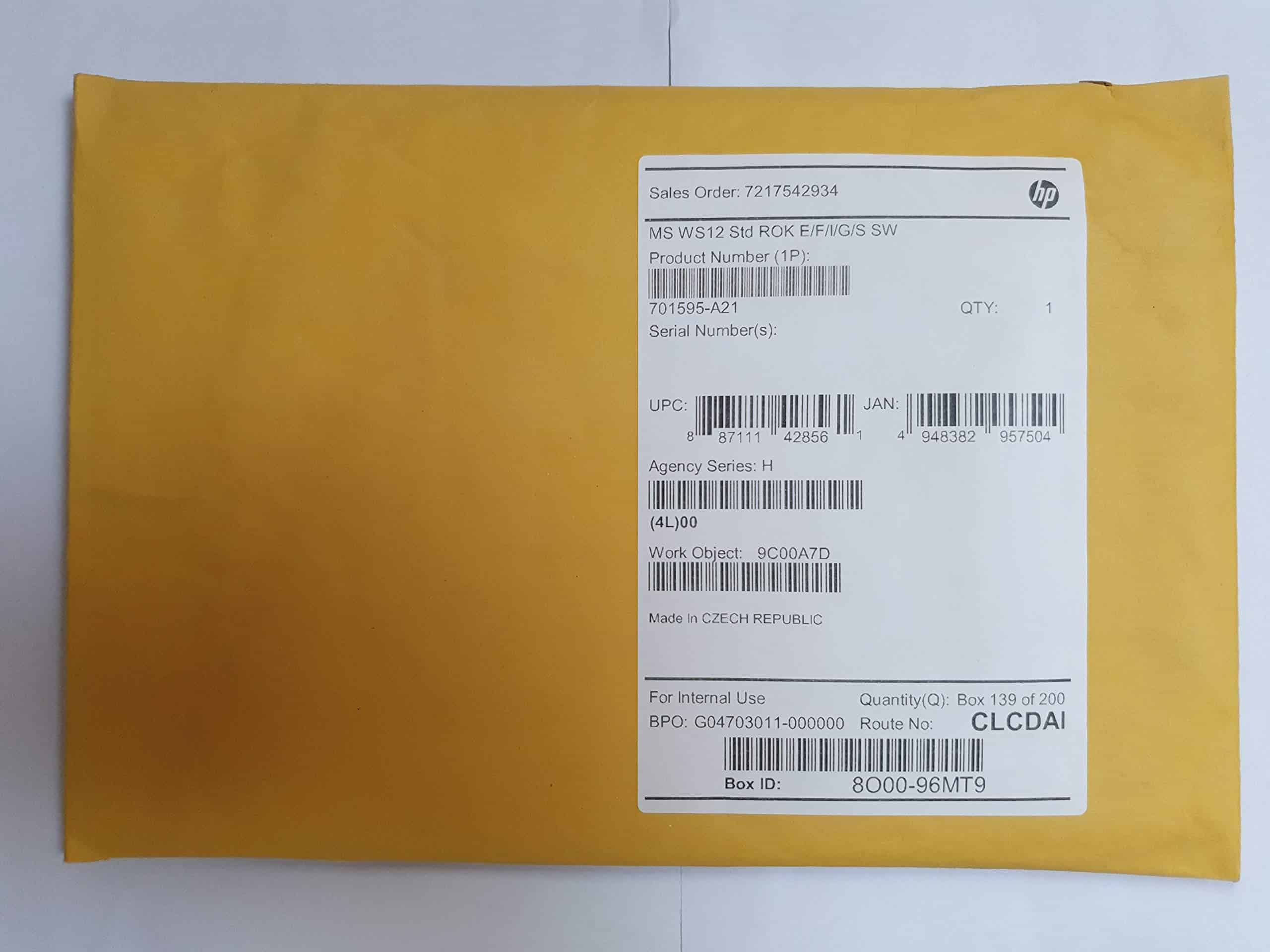 HP Windows Server 2012 Standard ROK E/F/I/G/S SW     701595-A21 (701595-A21) thumbnail