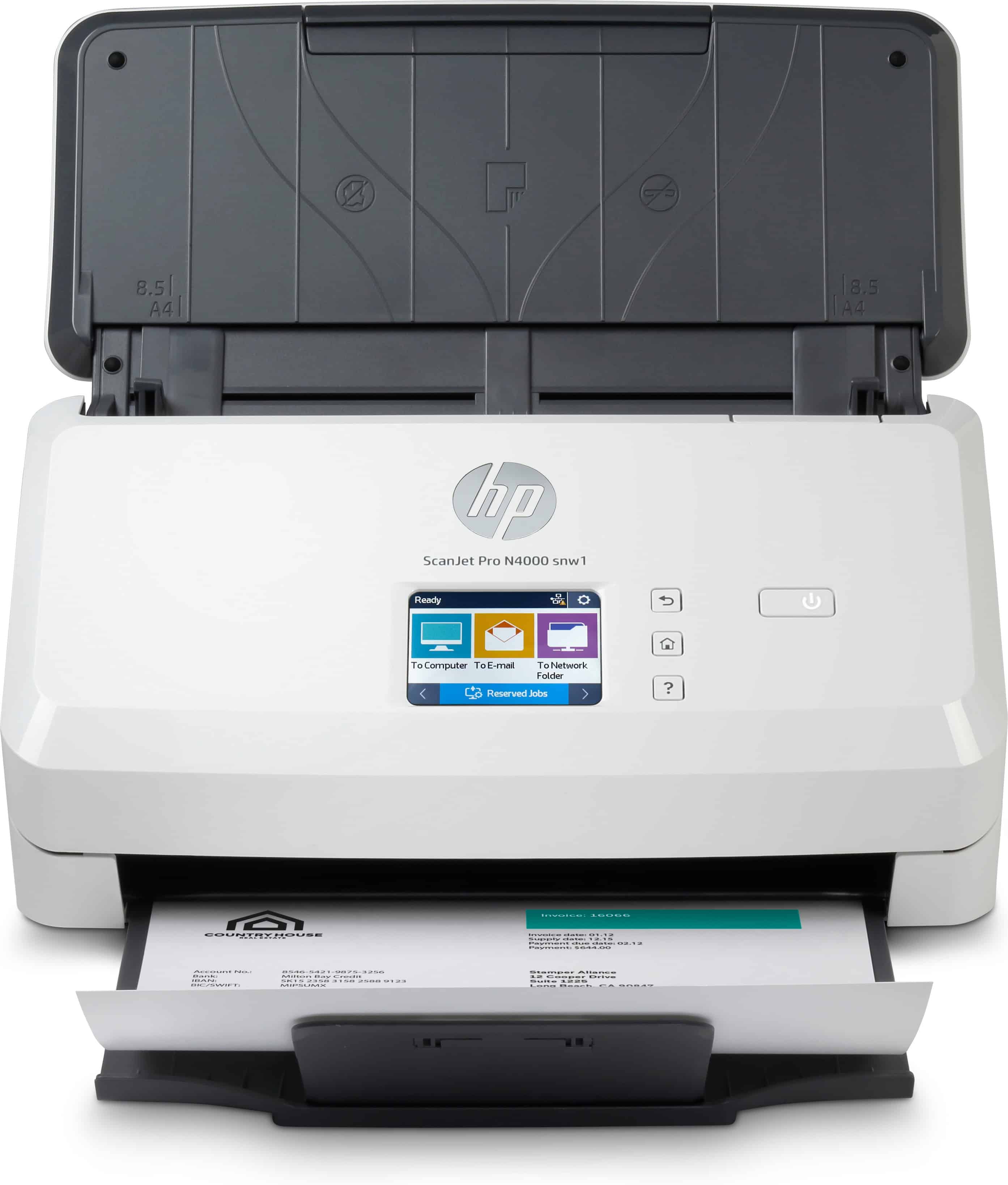 HP Scanjet Pro N4000 snw1 Sheet-feed Scanner Paginascanner 600 x 600 DPI A4 Zwart, Wit (6FW08A#B19) thumbnail