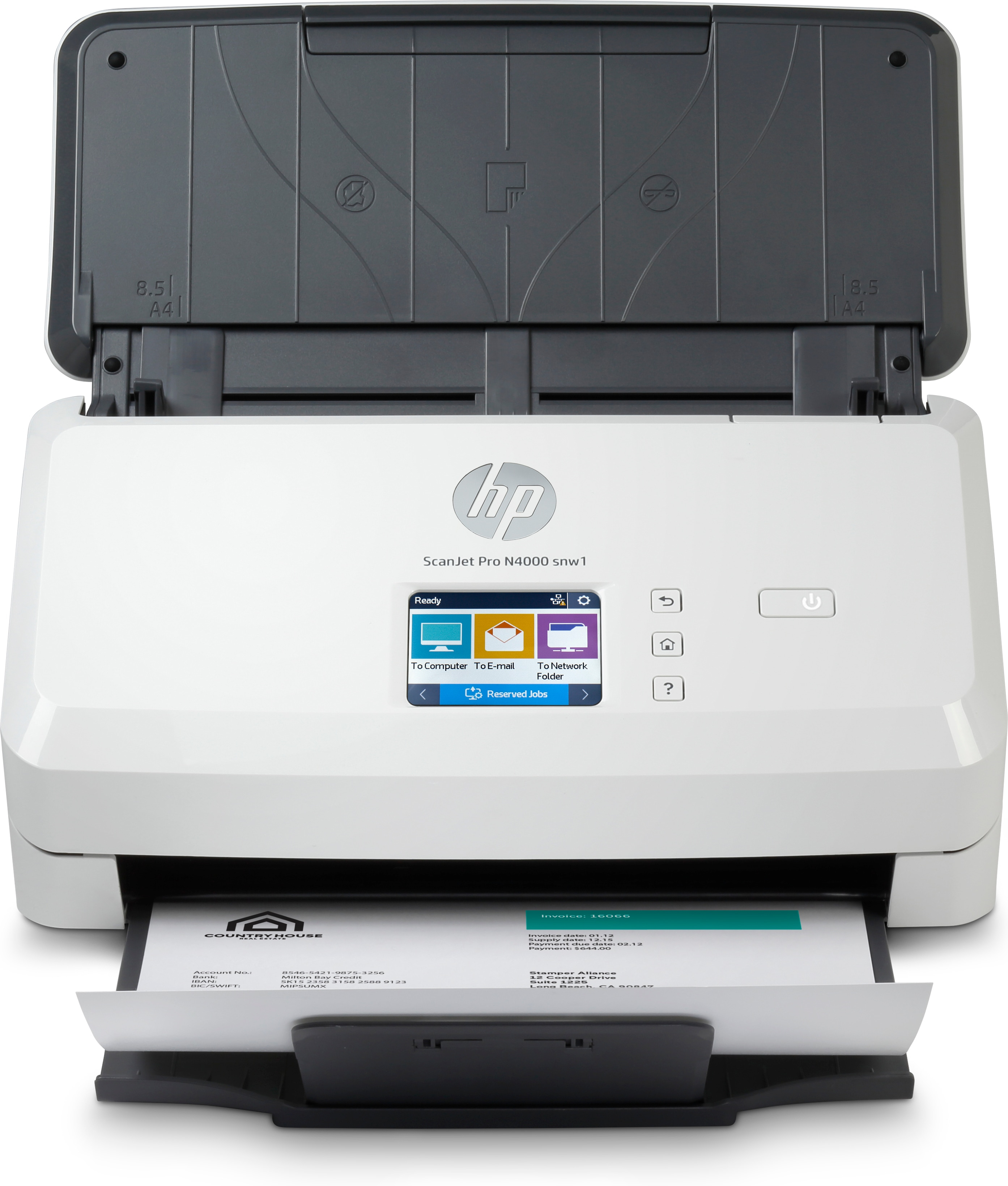 HP Scanjet Pro N4000 snw1 Sheet-feed Scanner Paginascanner 600 x 600 DPI A4 Zwart, Wit (6FW08A#B19) thumbnail