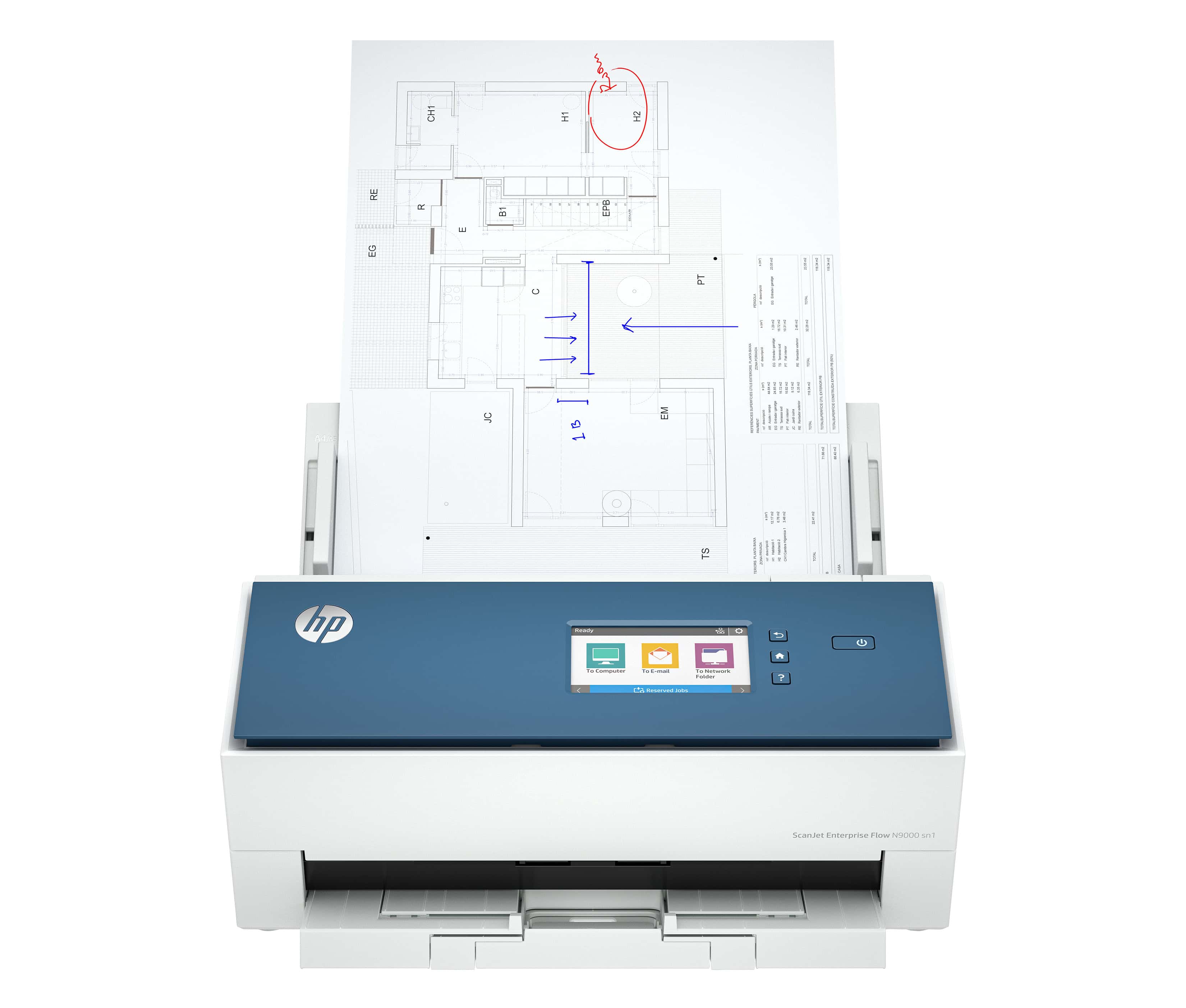 HP ScanJet Enterprise Flow N9000 sn1 Paginascanner 600 x 600 DPI A3 Blauw, Wit (8Q4W1A#B19) thumbnail