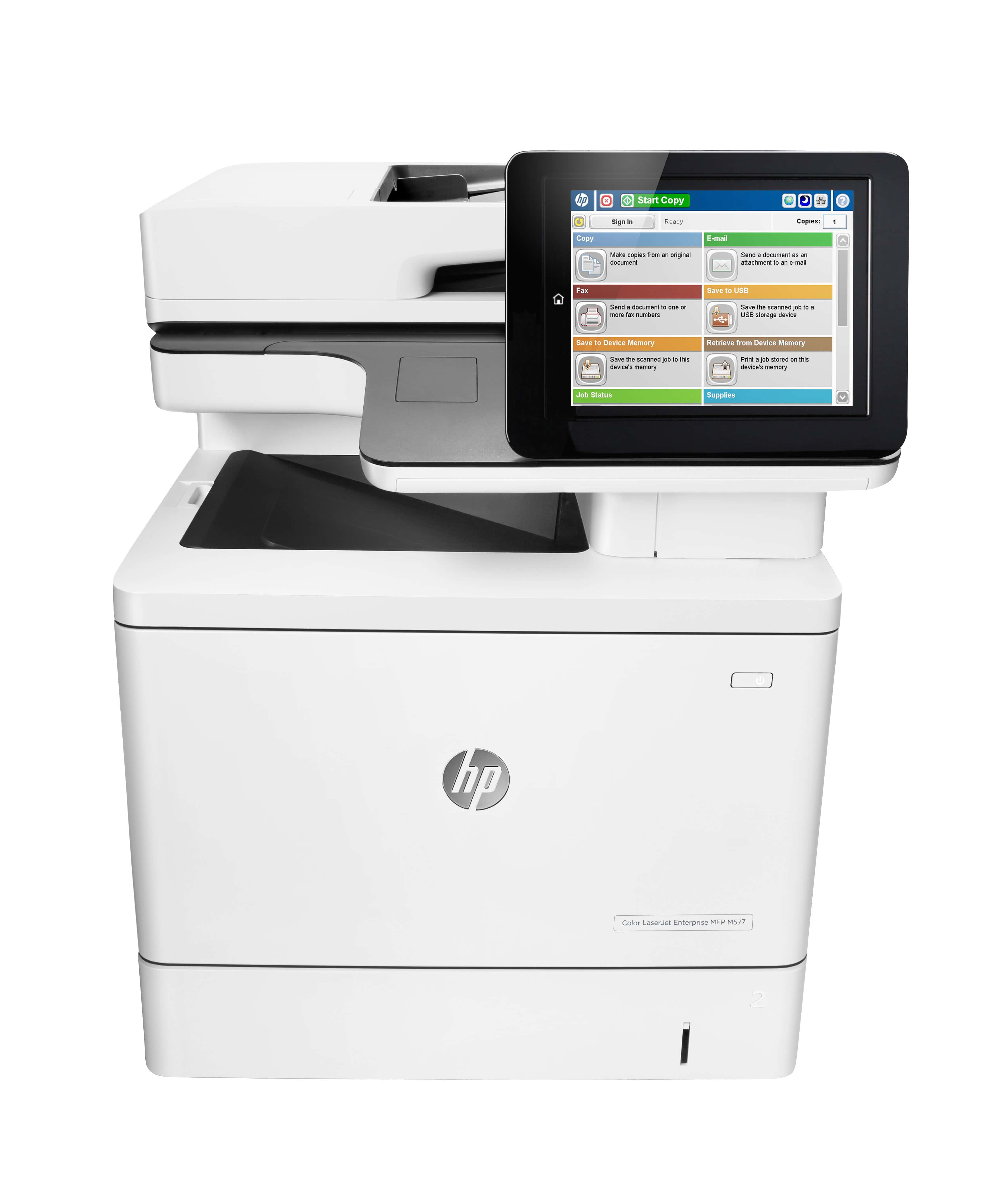 HP Color LaserJet Enterprise MFP M577dn, Kleur, Printer voor Bedrijf, Printen, kopiëren, scannen, Invoer voor 100 vel; Printen via de USB-poort aan voorzijde; Scannen naar e-mail/pdf; Dubbelzijdig printen (B5L46A#B19) thumbnail