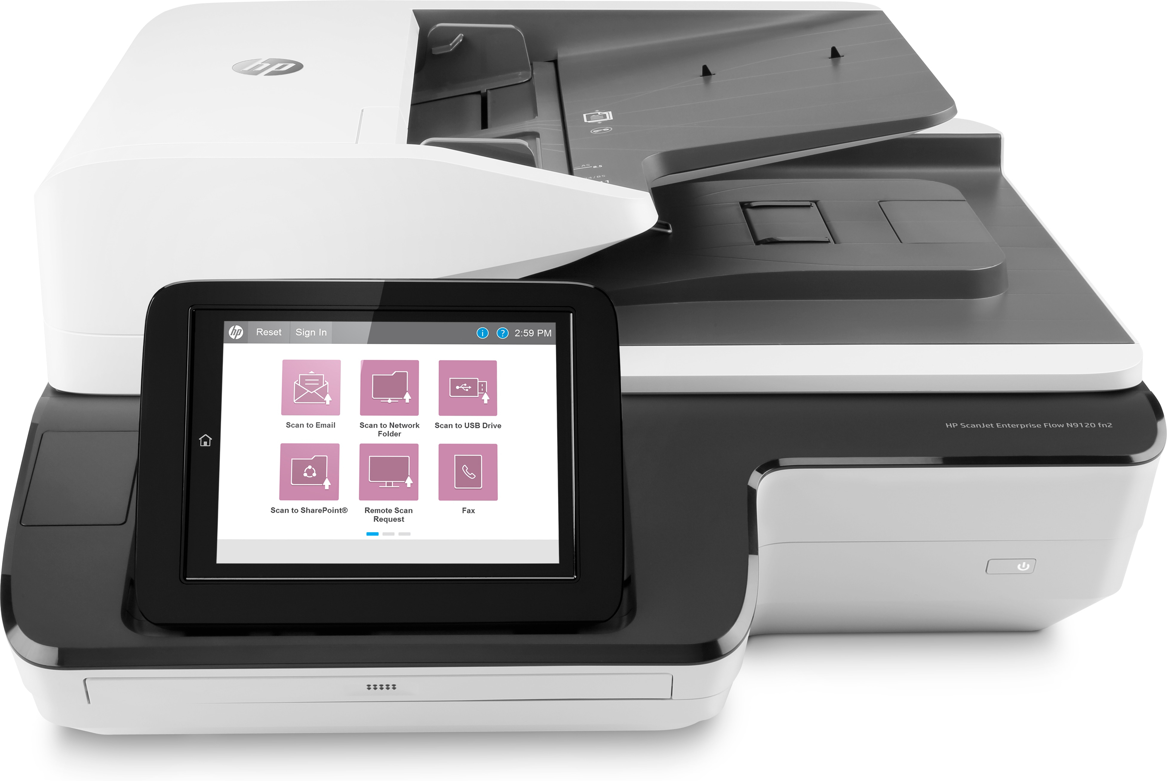 HP Scanjet Enterprise Flow N9120 fn2 Flatbed-/ADF-scanner 600 x 600 DPI A3 Zwart, Wit (L2763A#B19) thumbnail