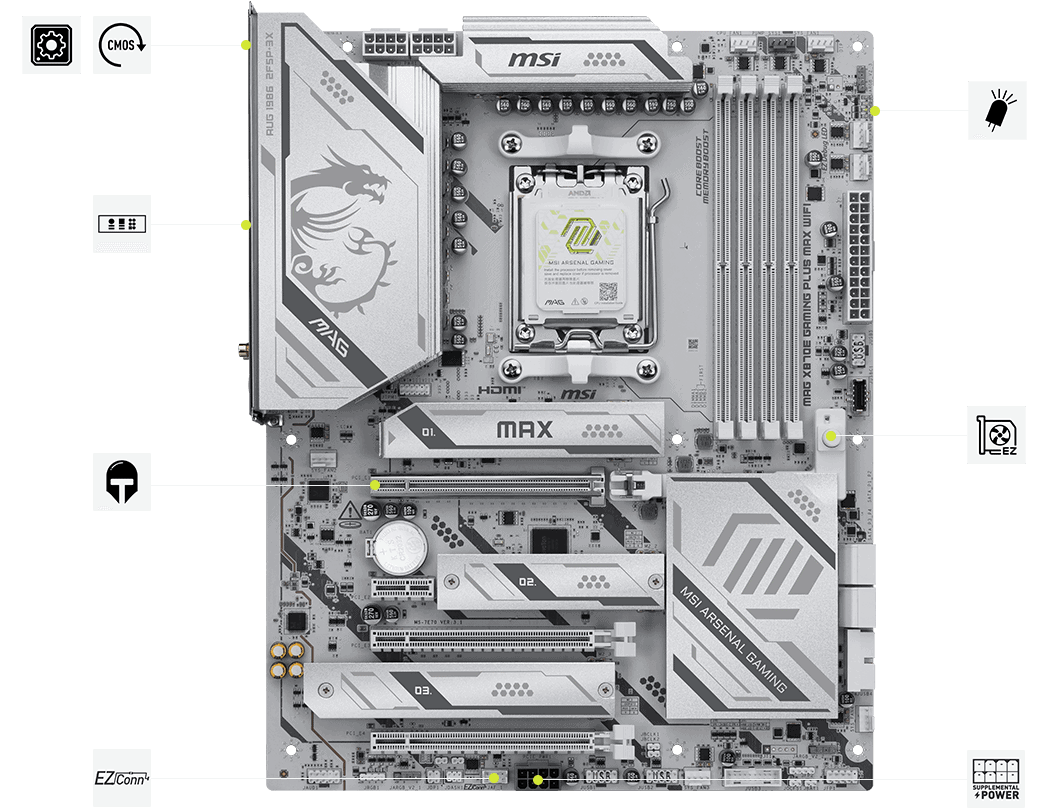 MSI MAG X870E GAMING PLUS MAX WIFI AM5 (MAG X870E GAMING PLUS MAX WIFI) thumbnail