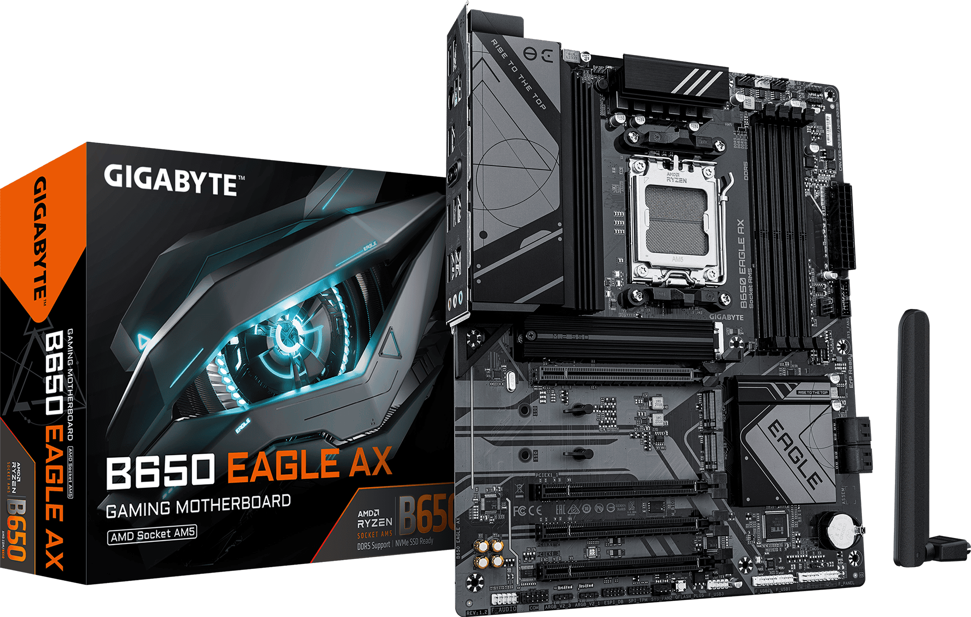 GIGABYTE Motherboard AMD B650 Socket AM5 ATX DDR5-SDRAM 4xSlots Wi-Fi Yes Bluetooth (B650 EAGLE AX 1.2) thumbnail