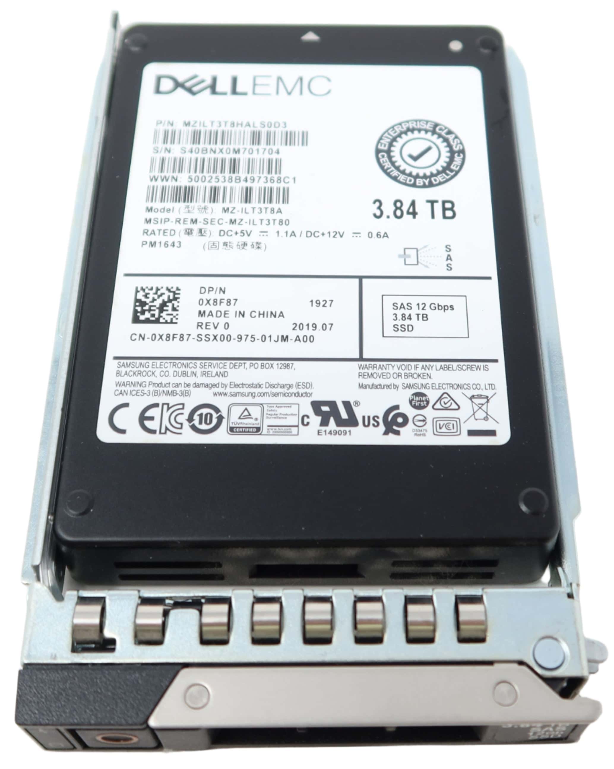Dell EMC 3.84TB 12G 2.5INCH RI SAS (0X8F87-RFB) thumbnail