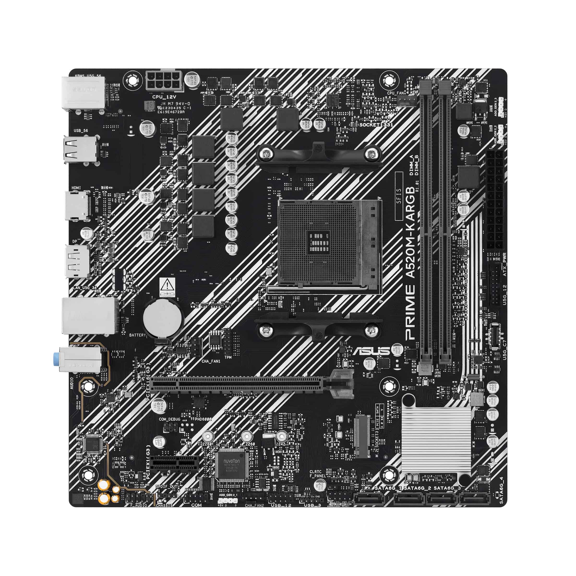 ASUS PRIME A520M-K ARGB AMD A520 Socket AM4 micro ATX (90MB1R00-M0EAY0) thumbnail