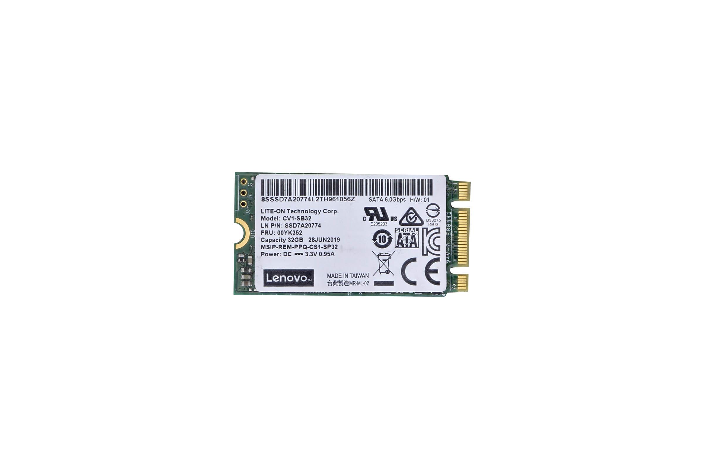 Lenovo M.2 32GB SATA 6Gbps SSD (Non-Hot Swap (00YK352) thumbnail
