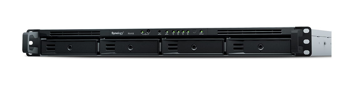 Synology RX418 disk array Rack (1U) Zwart, Grijs (RX418) thumbnail
