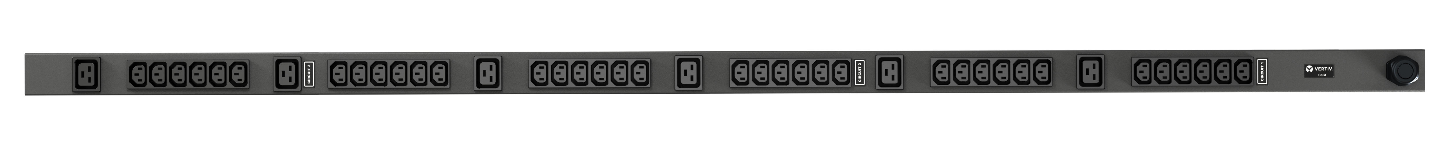 Vertiv Geist rPDU, basic, 0U, input IEC60309 230/400V 3x16A, outputs (36)C13 | (6)C19 energiedistributie 42 AC-uitgang(en) Zwart (VP7557) thumbnail