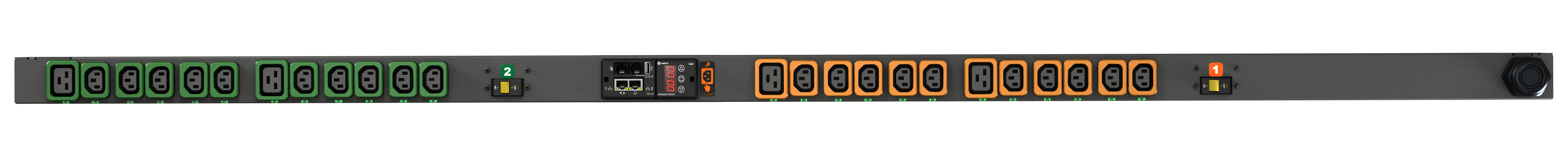 Vertiv Geist rPDU, switched, 0U, input IEC60309 230V 32A, outputs (20)C13 | (4)C19 energiedistributie 24 AC-uitgang(en) Zwart (VP8953) thumbnail
