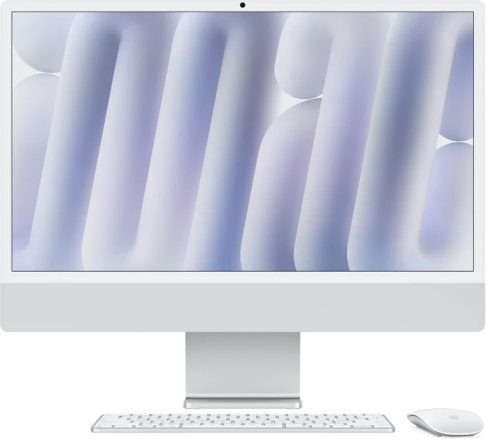 APPLE iMac Z1E2 59,62cm 23,5Zoll Standardglas M4 8C CPU/8C GPU/16C N.E. 16GB 256GB SSD Ohne Eth MM NumKey TID DE Silber (Z1E2-MW (Z1E2-MWUC3D/A-078T7S) thumbnail