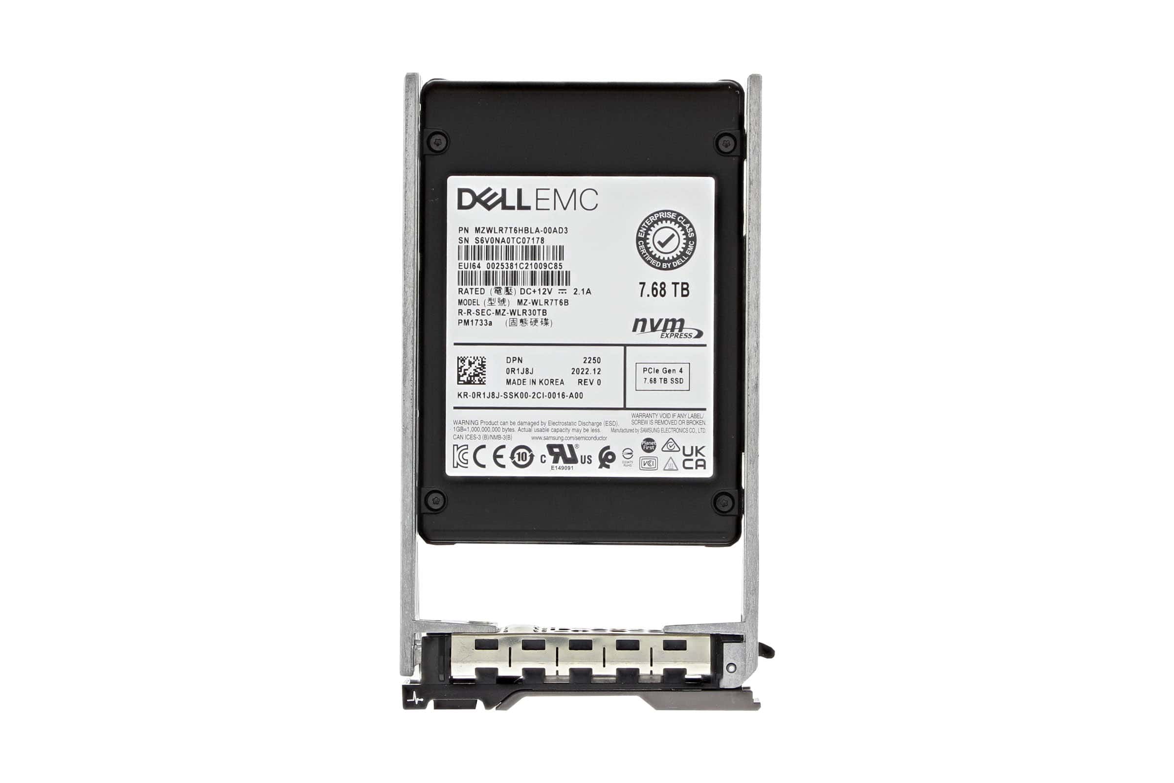Dell 7.68TB SSD 2.5 NVMe PCI-E RI PM1733a (R1J8J) thumbnail