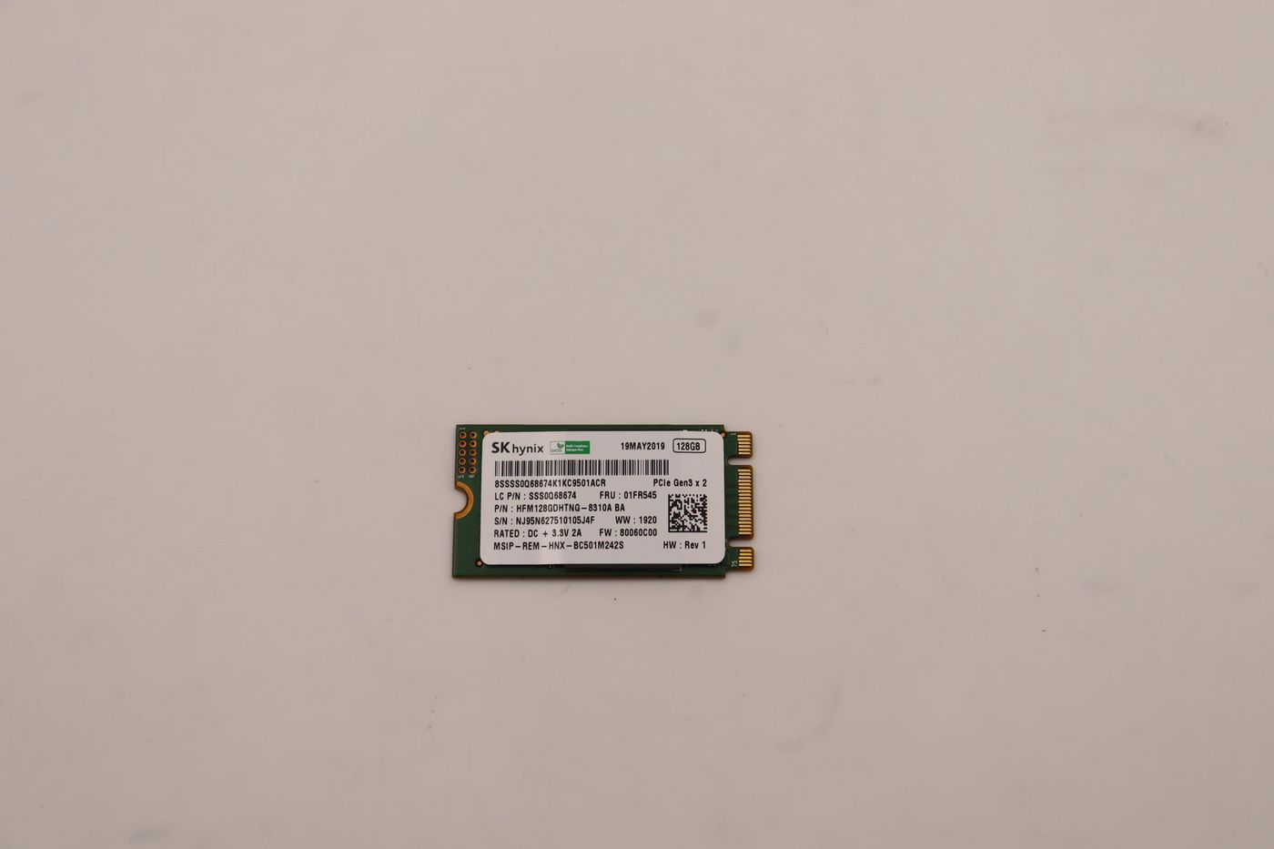 Lenovo Hynix BC501 128G M.2 2242 PCIe HFM128GDHTNG-8310A S (01FR545) (01FR545) thumbnail