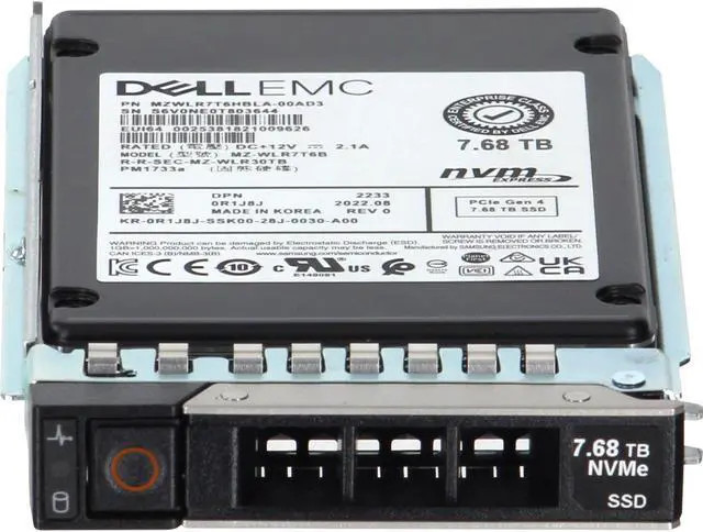 Dell 7.68TB SSD SFF NVMe PCI-e (R1J8J-RFB) thumbnail