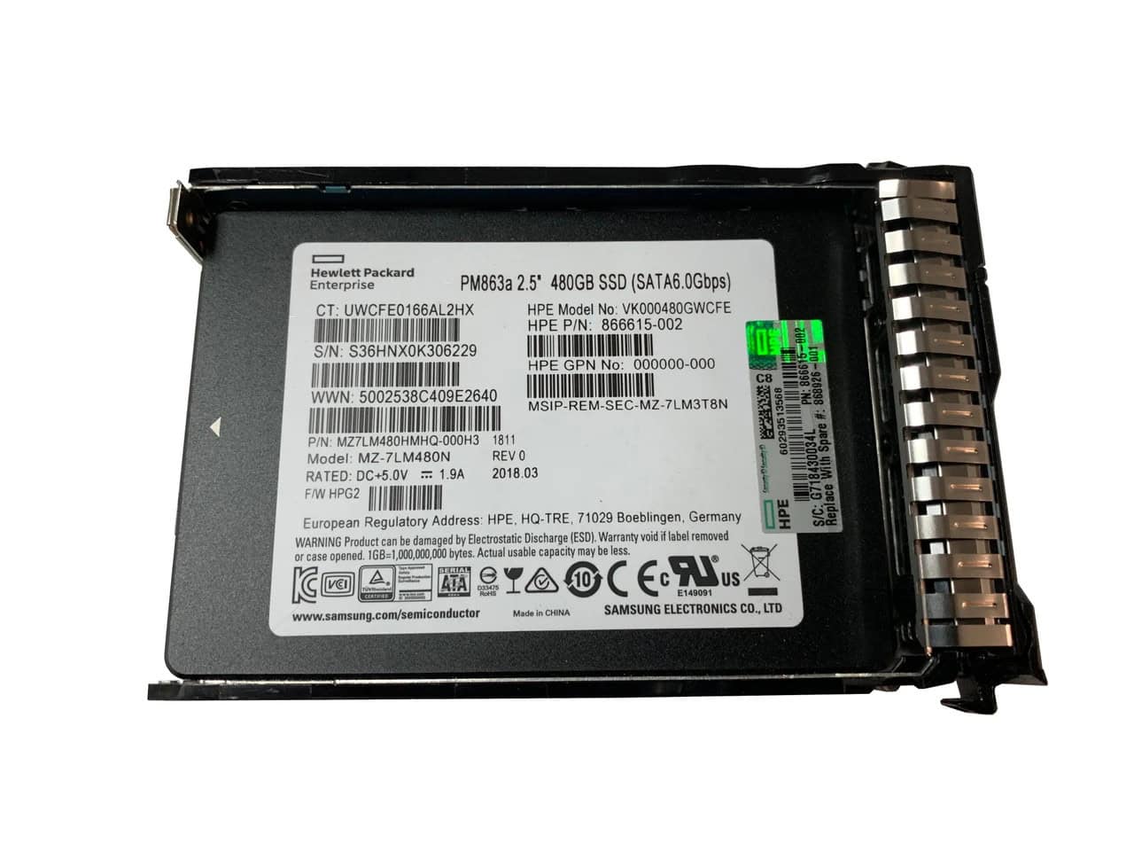 HP 480GB SATA 6G RI SFF SC DS SSD (868818-B21) thumbnail