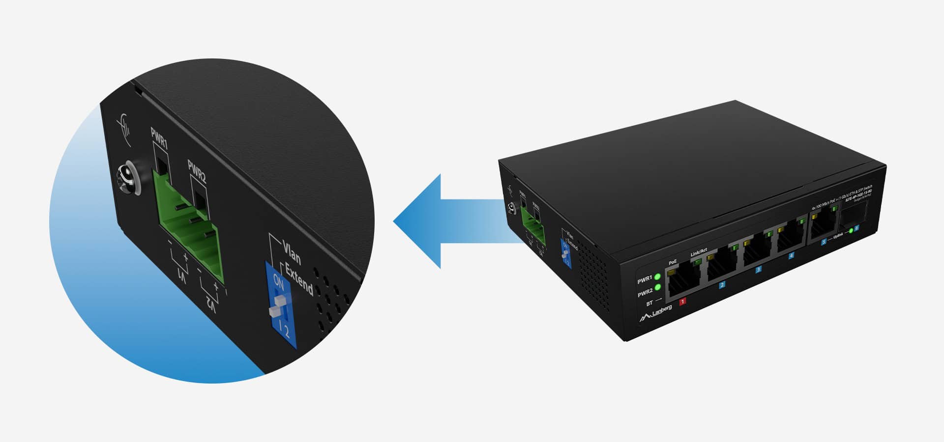 LANBERG Switch ILFE-4P-1GE-1S-90 Light Indus. PoE 1xBT 3xAT (ILFE-4P-1GE-1S-90) thumbnail