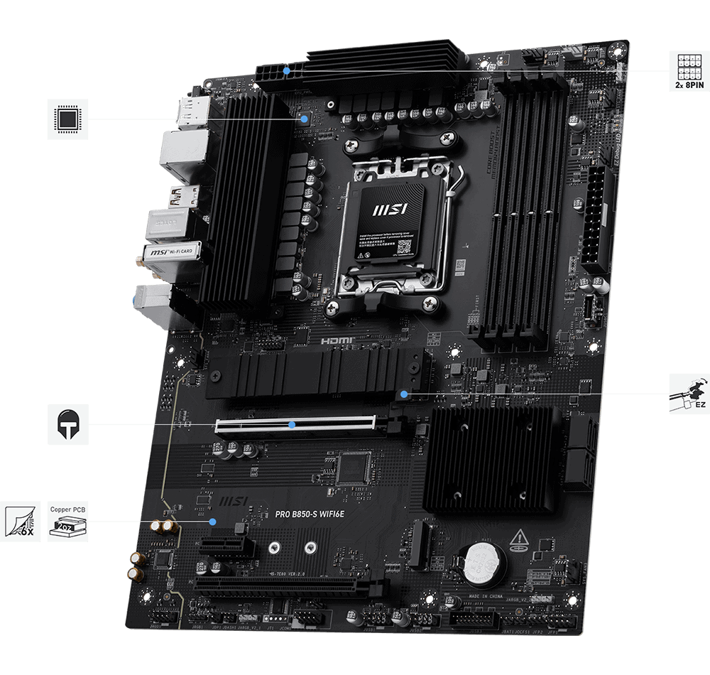 MSI MK MSI PRO B850-S WIFI6E (PRO B850-S WIFI6E) thumbnail