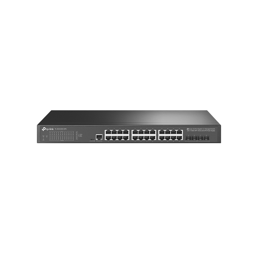 TP-Link JetStream TL-SG3428X-UPS netwerk-switch Managed L2+/L3 Gigabit Ethernet (10/100/1000) 1U Zwart (TL-SG3428X-UPS) thumbnail TP-Link JetStream TL-SG3428X-UPS netwerk-switch Managed L2+/L3 Gigabit Ethernet (10/100/1000) 1U Zwart (TL-SG3428X-UPS) thumbnail