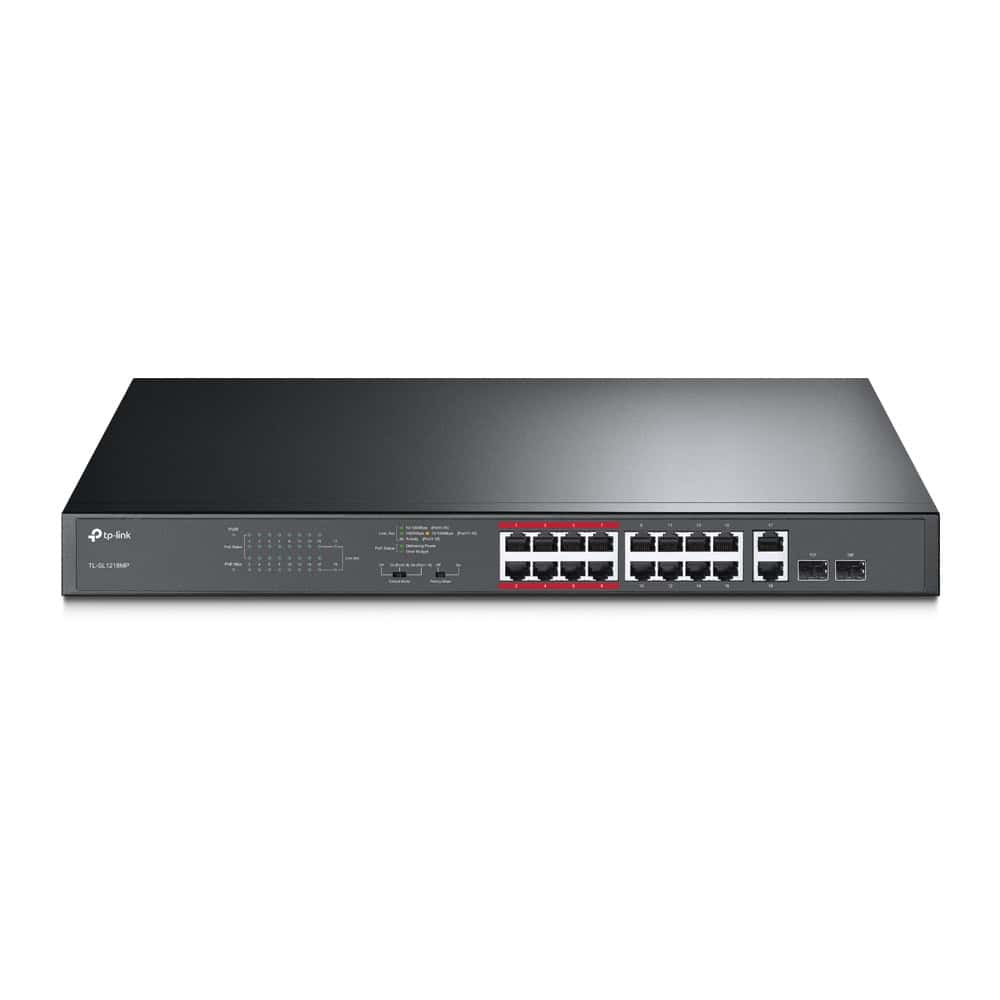 TP-Link TL-SL1218MP Unmanaged Gigabit Ethernet (10/100/1000) Power over Ethernet (PoE) 1U Zwart (TL-SL1218MP) thumbnail