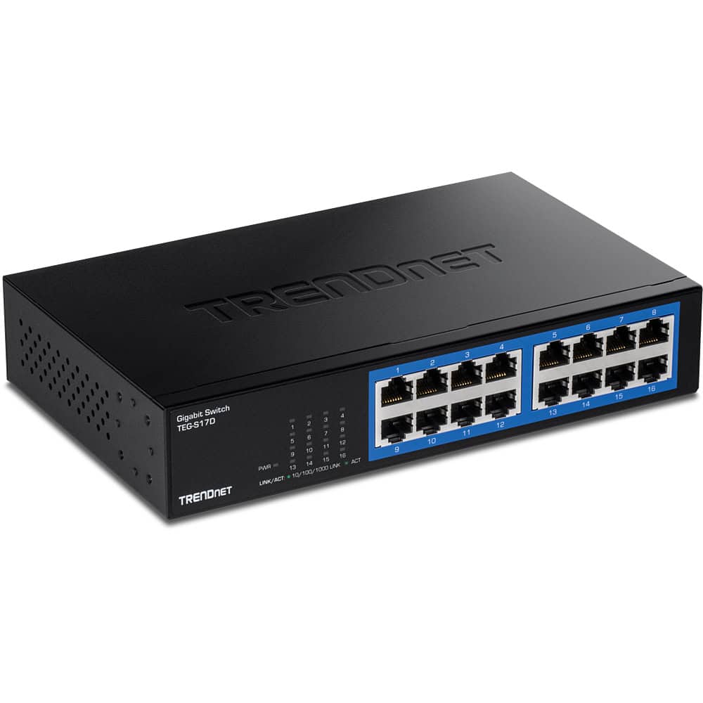 Trendnet TEG-S17D netwerk-switch Gigabit Ethernet (10/100/1000) Zwart (TEG-S17D) thumbnail