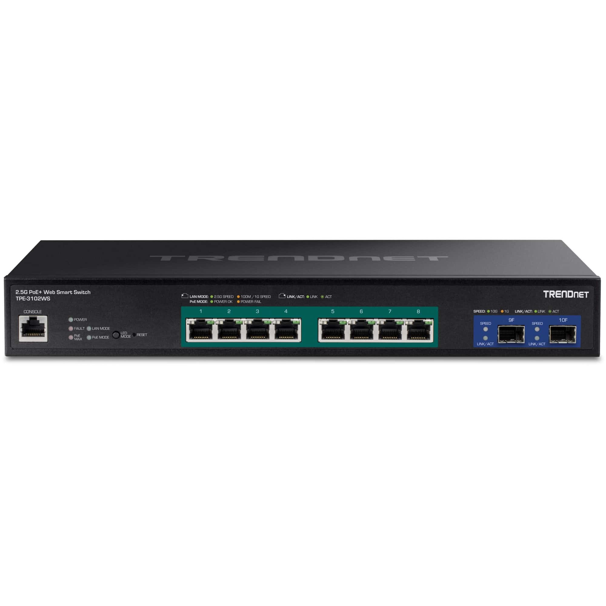 TRENDnet 10-Port 2,5G Web Smart PoE+ Switch w.10G SFP+ Slots (TPE-3102WS) thumbnail