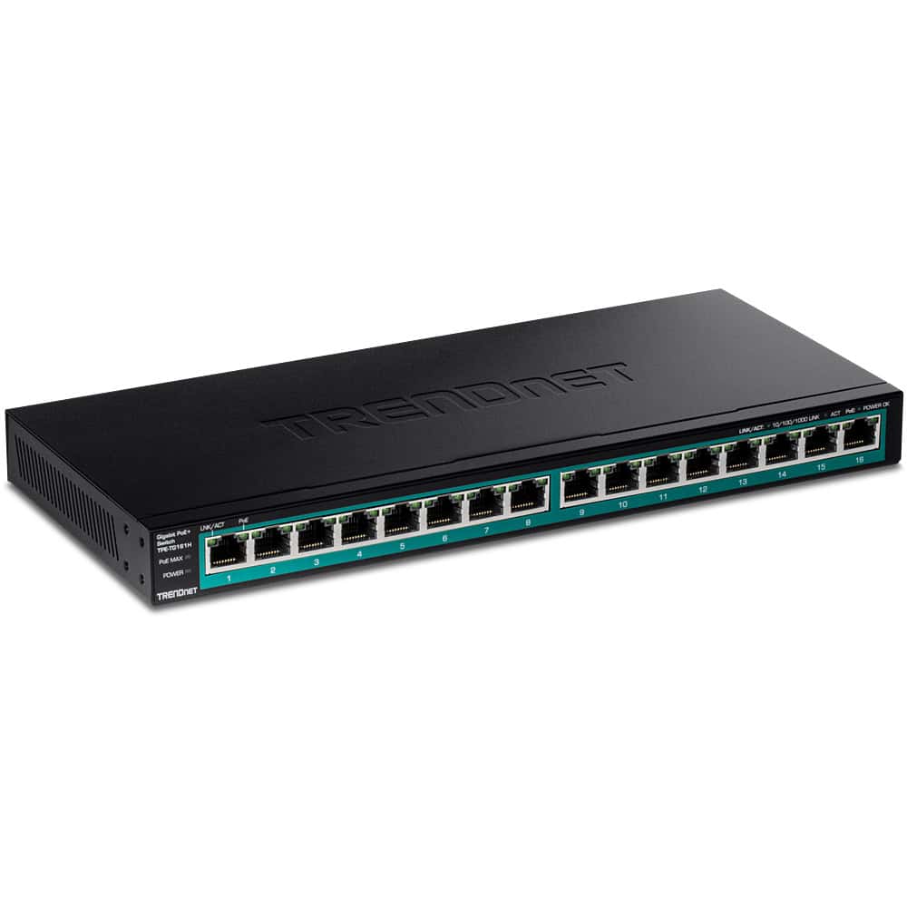 Trendnet TPE-TG161H netwerk-switch Gigabit Ethernet (10/100/1000) Power over Ethernet (PoE) Zwart (TPE-TG161H) thumbnail