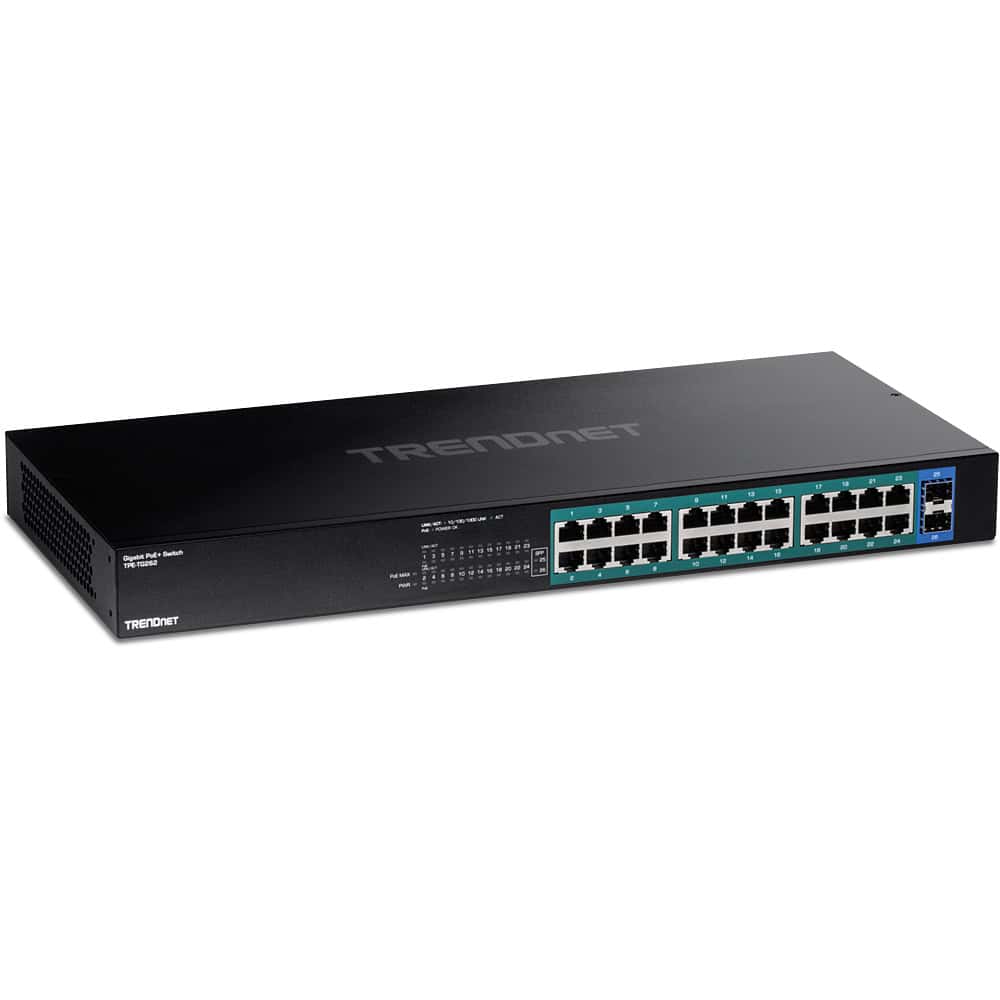 Trendnet TPE-TG262 netwerk-switch Unmanaged L2 Gigabit Ethernet (10/100/1000) Power over Ethernet (PoE) 1U Zwart (TPE-TG262) thumbnail Trendnet TPE-TG262 netwerk-switch Unmanaged L2 Gigabit Ethernet (10/100/1000) Power over Ethernet (PoE) 1U Zwart (TPE-TG262) thumbnail