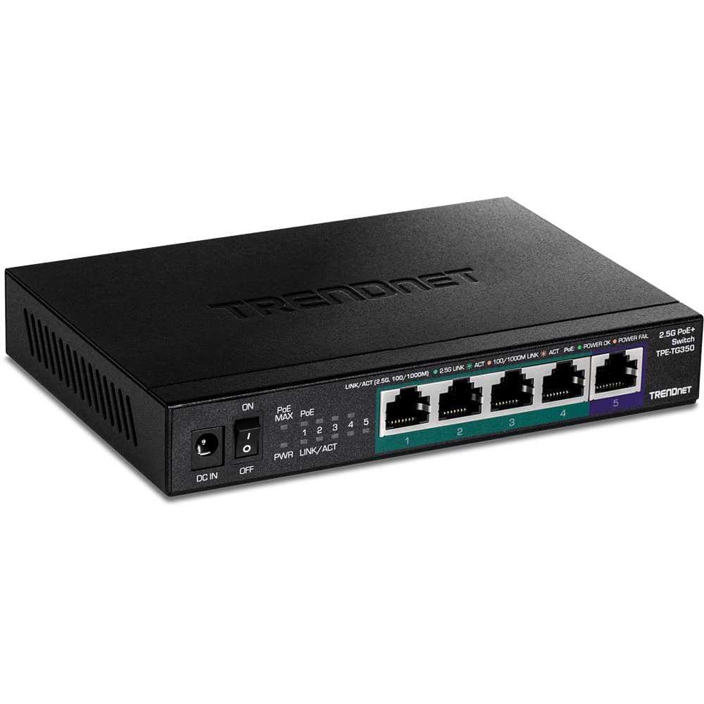 Trendnet TPE-TG350 netwerk-switch Unmanaged 2.5G Ethernet (100/1000/2500) Power over Ethernet (PoE) Zwart (TPE-TG350) thumbnail Trendnet TPE-TG350 netwerk-switch Unmanaged 2.5G Ethernet (100/1000/2500) Power over Ethernet (PoE) Zwart (TPE-TG350) thumbnail