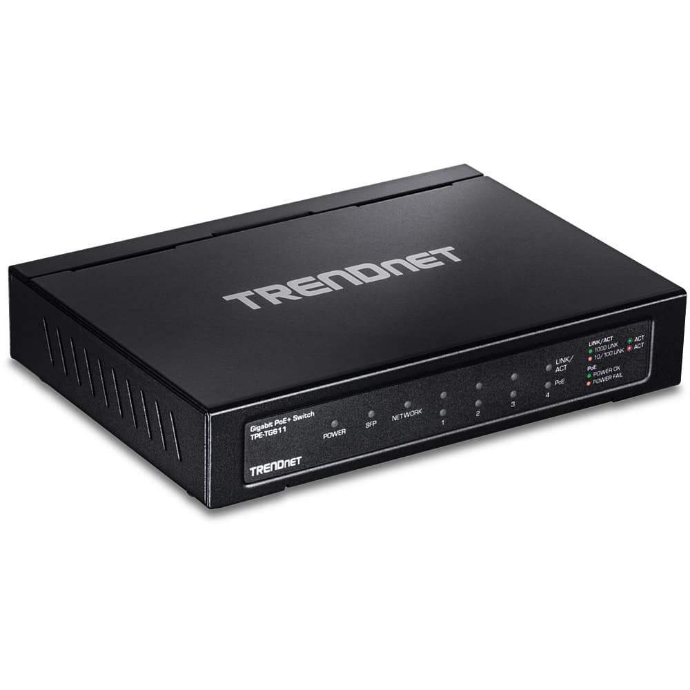 Trendnet TPE-TG611 netwerk-switch Gigabit Ethernet (10/100/1000) Power over Ethernet (PoE) Zwart (TPE-TG611) thumbnail
