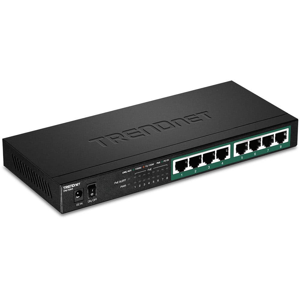 Trendnet TPE-TG84 netwerk-switch Unmanaged Gigabit Ethernet (10/100/1000) Power over Ethernet (PoE) Zwart (TPE-TG84) thumbnail Trendnet TPE-TG84 netwerk-switch Unmanaged Gigabit Ethernet (10/100/1000) Power over Ethernet (PoE) Zwart (TPE-TG84) thumbnail