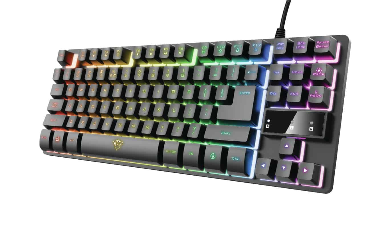 Trust GXT 833 Thado toetsenbord Gamen USB Duits Zwart, Zilver (24068) thumbnail