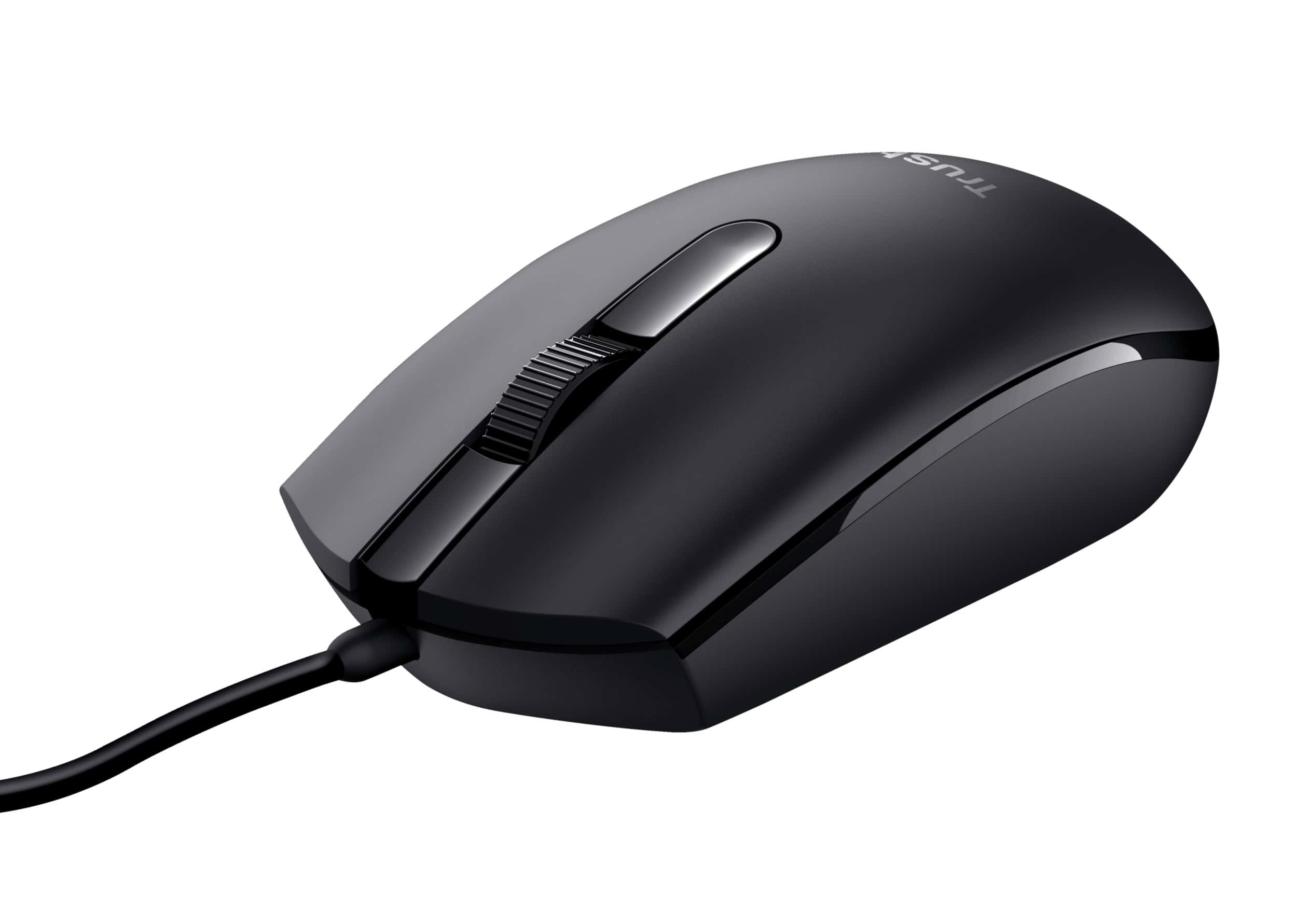 Trust Basi Bedrade Muis - Ambidextere muis – 3 knoppen – 1200 DPI – Zwart (24271) thumbnail