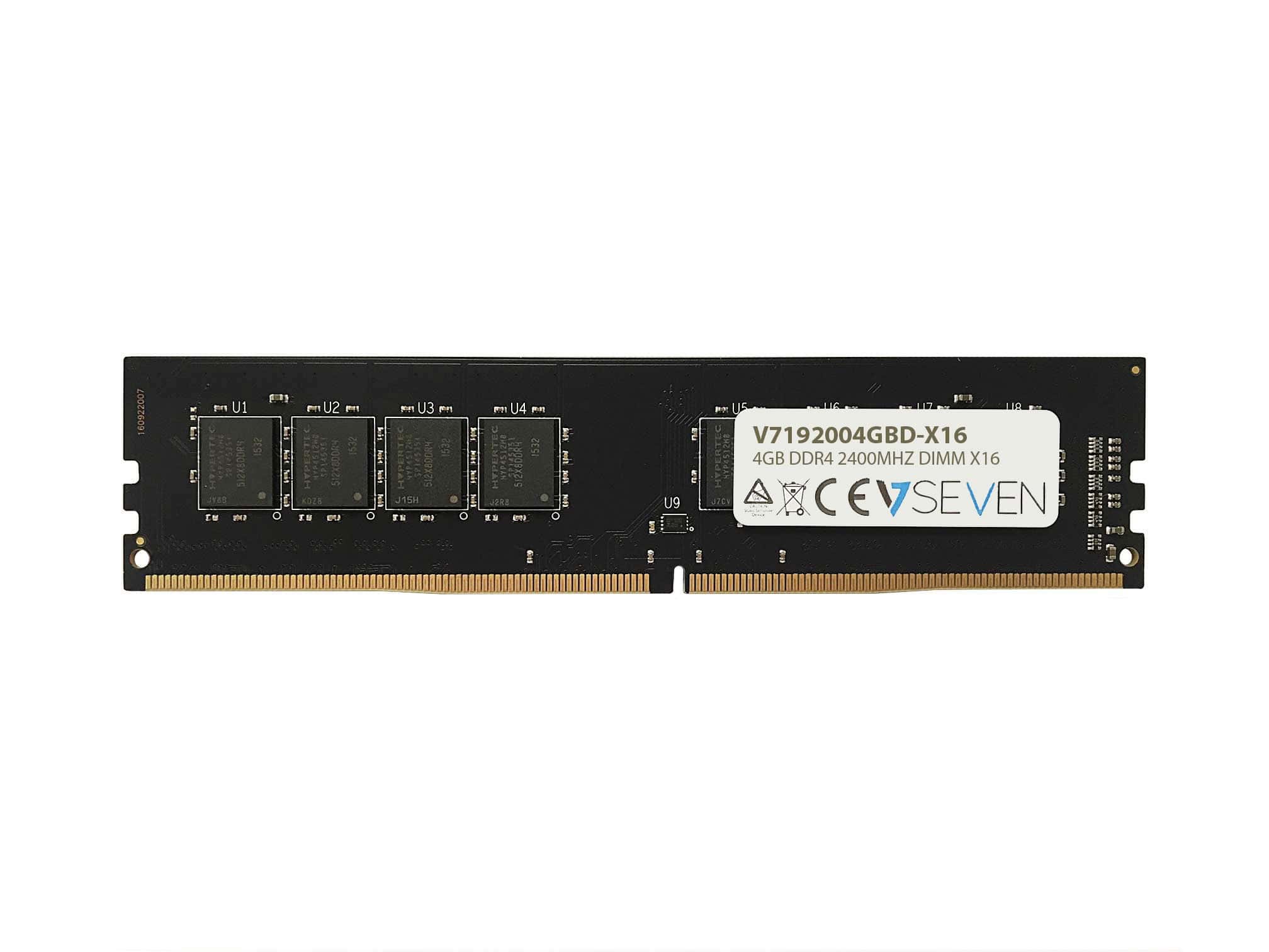 V7 V7192004GBD-X16 geheugenmodule 4 GB 1 x 4 GB DDR4 2400 MHz (V7192004GBD-X16) thumbnail