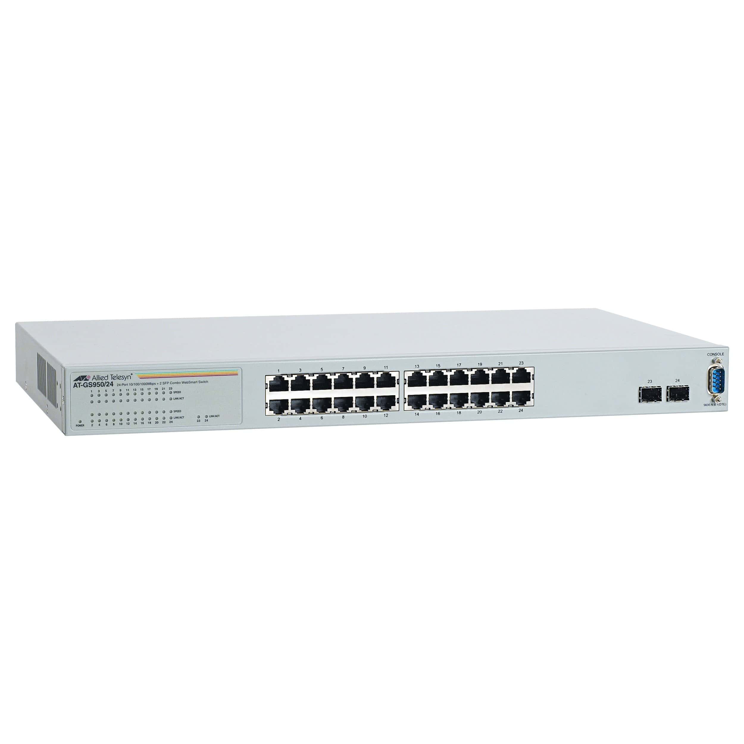 Allied Telesis Gigabit WebSmart Switch, 24x 10/100/1000-T PoE+, 4x SFP Ports and Single Fixed PSU (AT-GS950/28PS V2-50) thumbnail