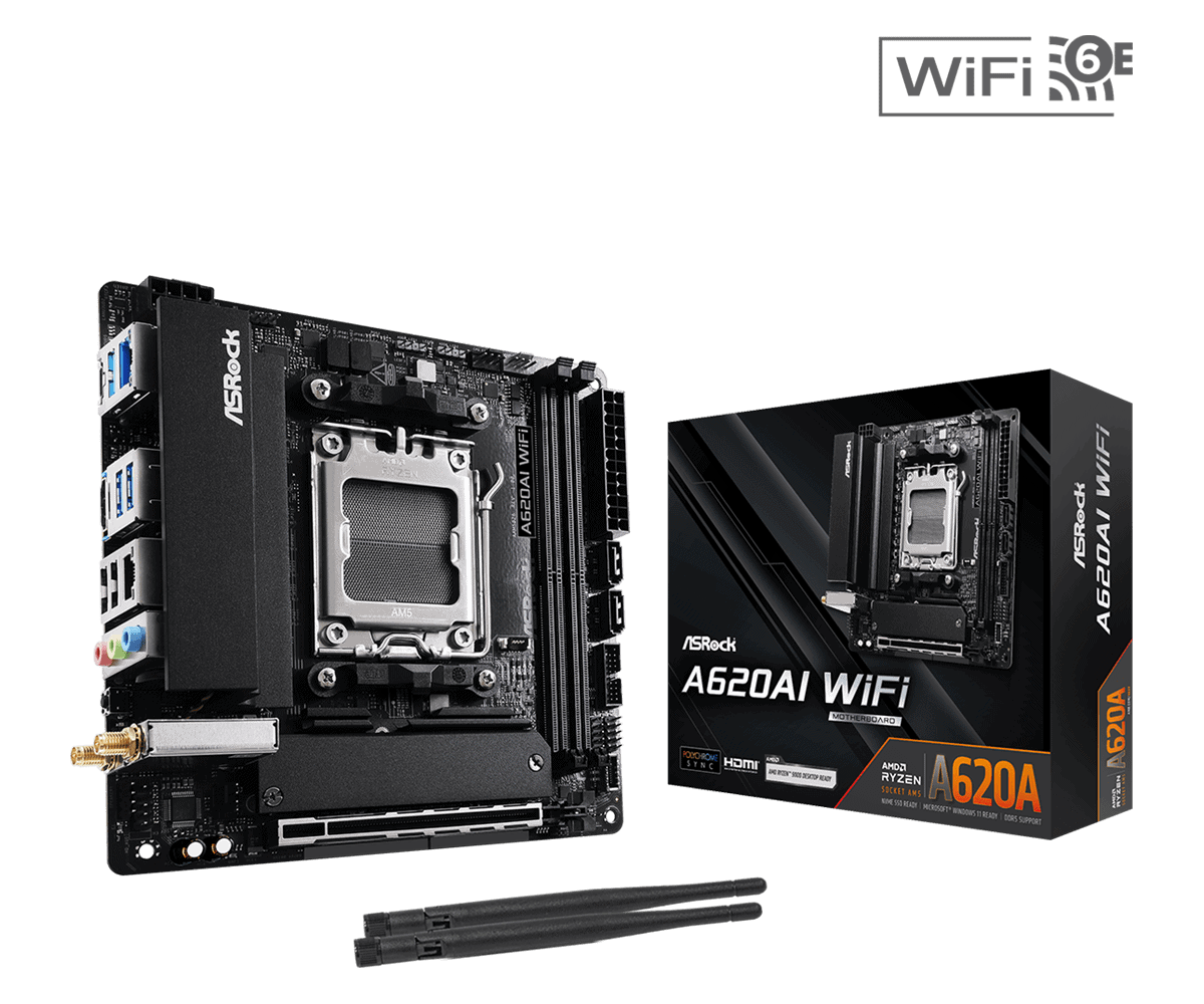 ASRock A620M Pro RS WiFi Mainboard Sockel AM5 -BULK-Ware!! Ohne Original-Verpackung (80-MXBLX0-A1B01) thumbnail