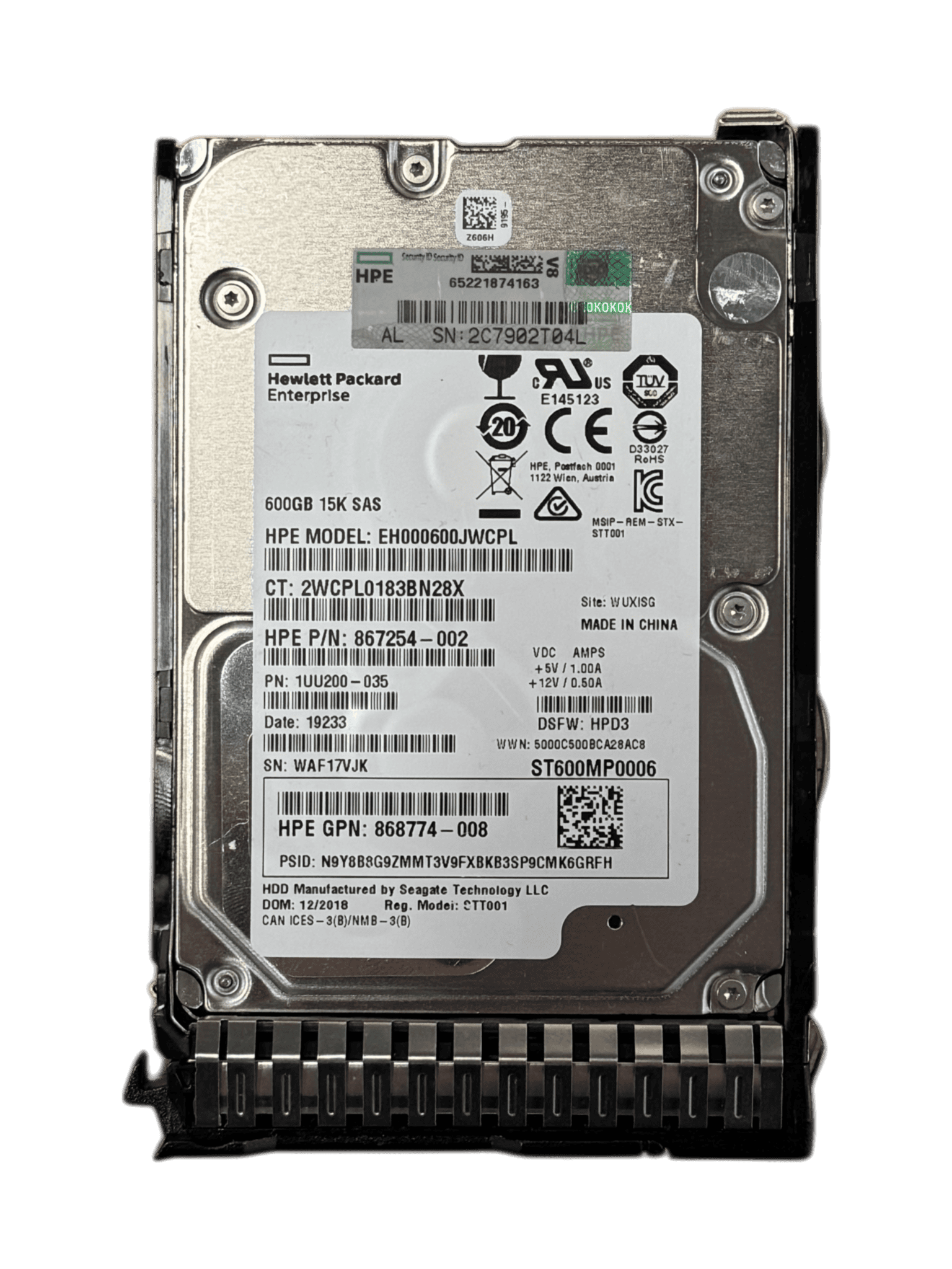 HPE 600GB SAS 12G ENTERPRISE (867254-002-RFB) thumbnail