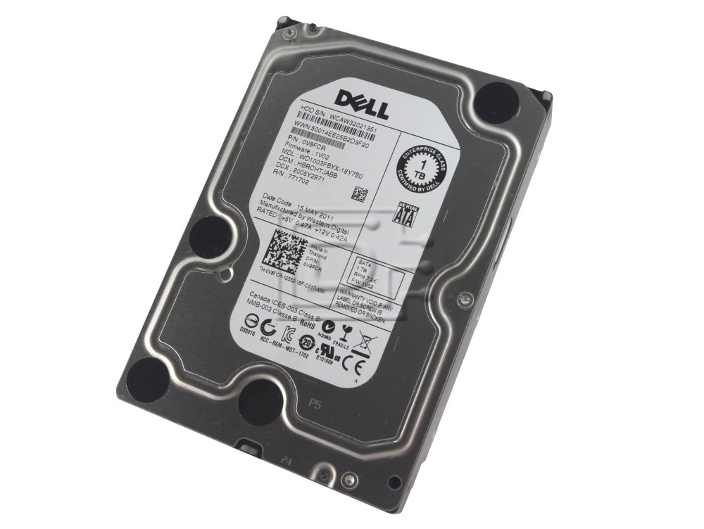 Dell 1TB 7.2K SATA 3.5IN HDD (0V8FCR-RFB) thumbnail