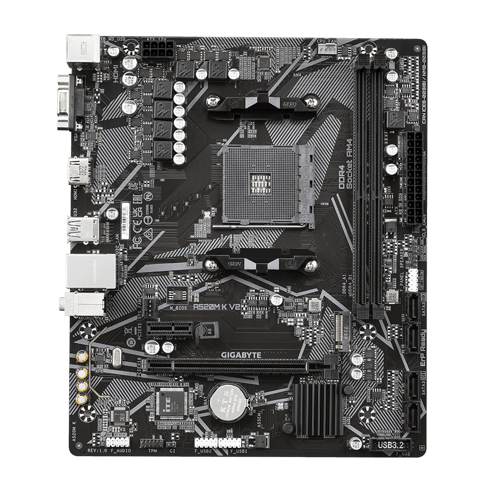GIGABYTE Motherboard AMD A520 SAM4 Micro-ATX DDR4 Memory 2 Memory Slots (A520MKV21.1) thumbnail