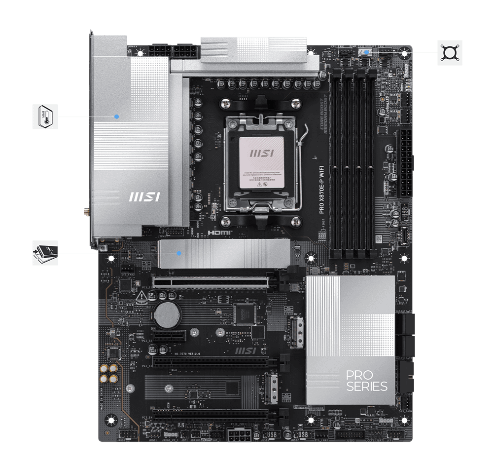MSI X870E Gaming Plus Wi-Fi AMD X870E Motherboard AM5 Socket ATX (911-7E70-001) thumbnail