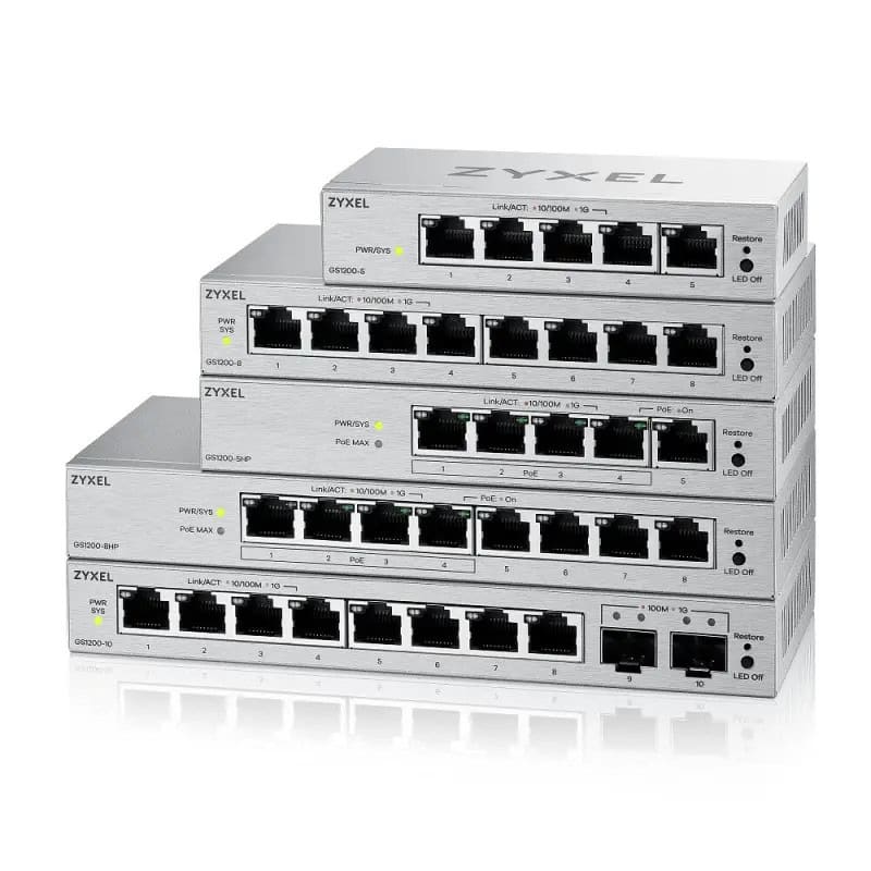 Zyxel L2 Managed Switch GS1200-10V3 8 Gigabit RJ-45 ports 2 SFP slots desktop fanless VLAN QoS (GS1200-10V3) thumbnail
