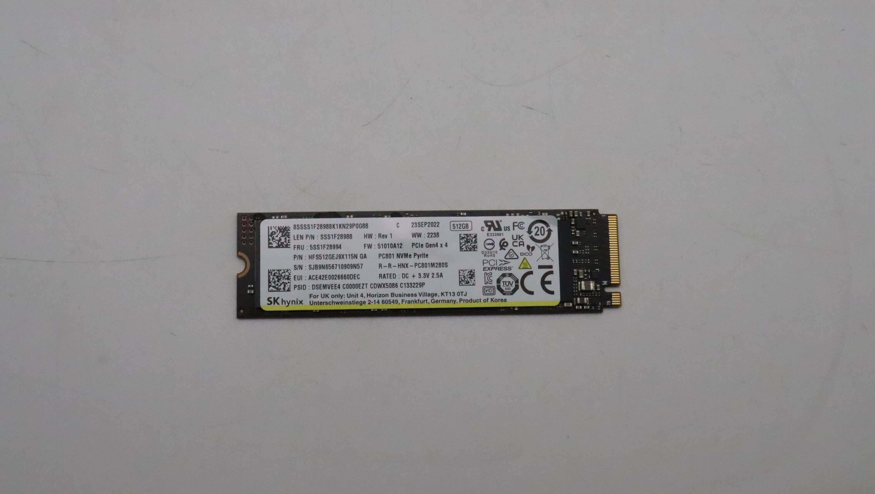 Lenovo SSD_ASM 512GB M.2 2280 PCIe 4x4 SKH OP (5SS1F20635) thumbnail