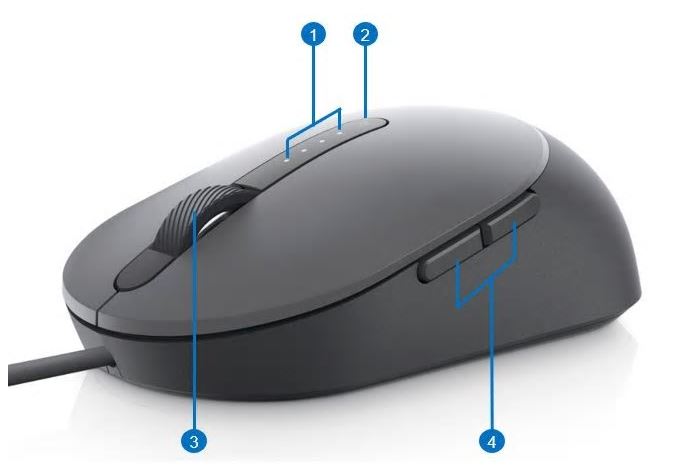 Dell MS3220 Laser-Maus – 3200 DPI, 5 Tasten, Symmetrisch, USB, Schwarz (GXVWP) (GXVWP) thumbnail